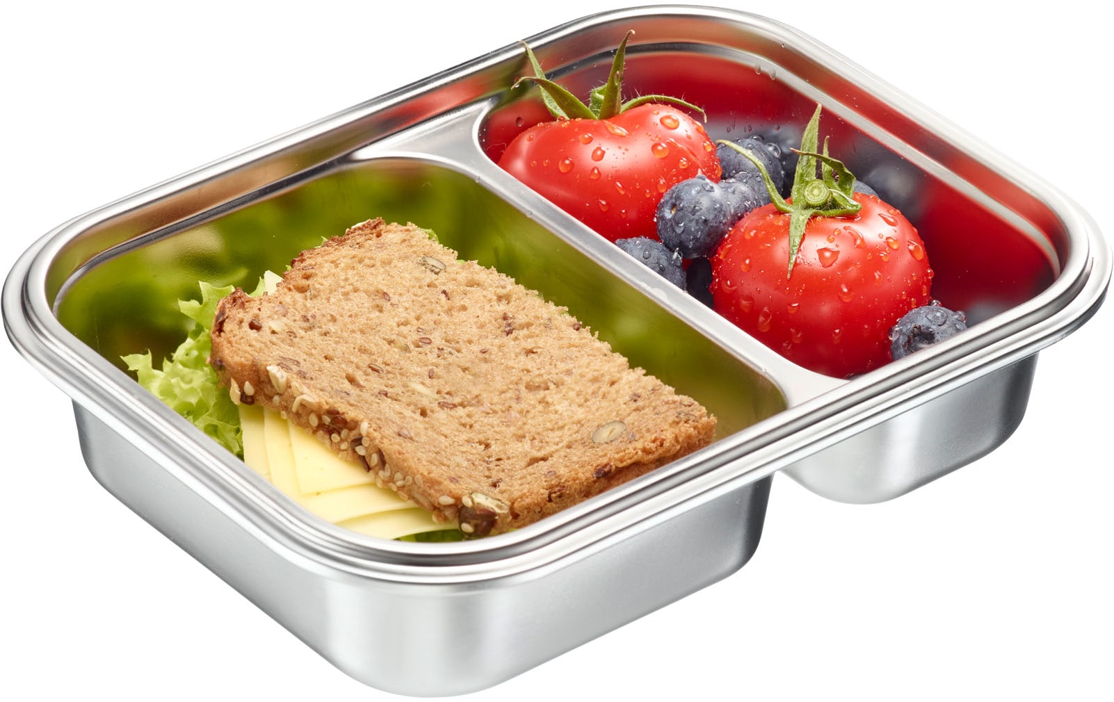 WESTMARK Lunchbox »Edelstahl Lunch Box/ Frischhaltedose, geteilt, 450 + 280 ml«, (1 tlg.), auslaufsichere Brotdose – mikrowellen- & ofenfest