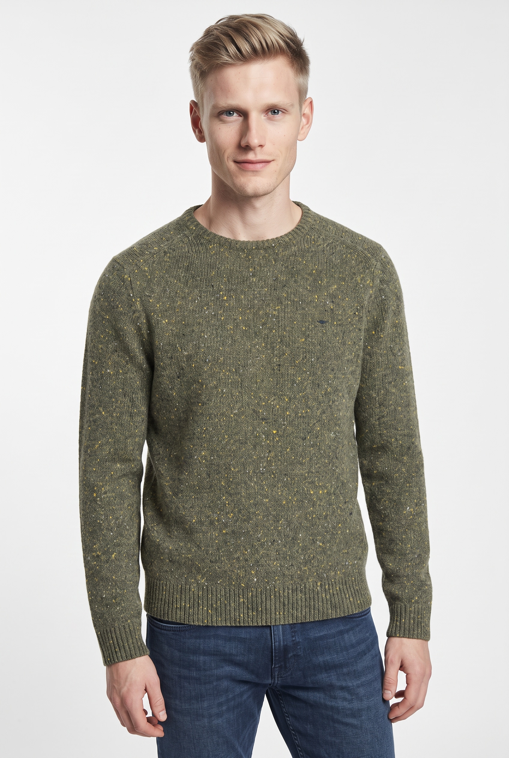 FYNCH-HATTON Strickpullover meliert, mit Rundhals