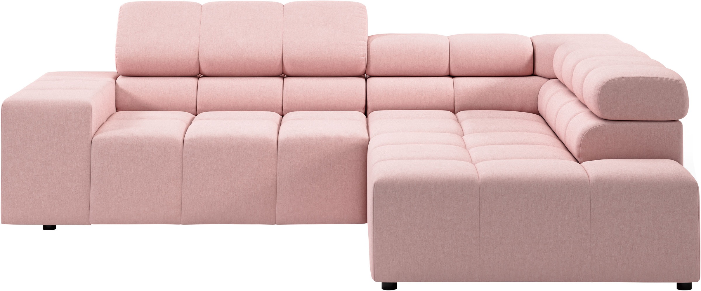 INOSIGN Ecksofa »Ancona, incl. Kopfteilverstellung + 3 Zierkissen, L-Form, bequem«, wahlweise motorische Sitztiefenverstellung, B/T(H: 249/215/70 cm