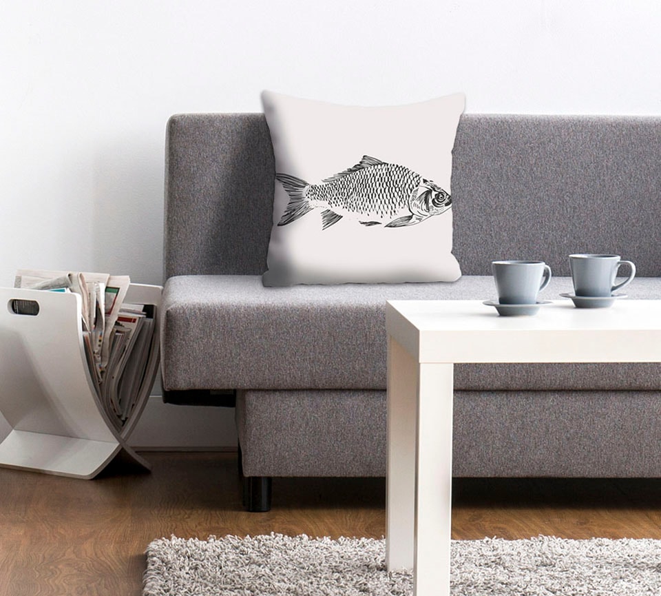 queence Dekokissen "Dennis" Kissenhülle,Fisch,Weißer Hintergrund,Meer,Marit günstig online kaufen