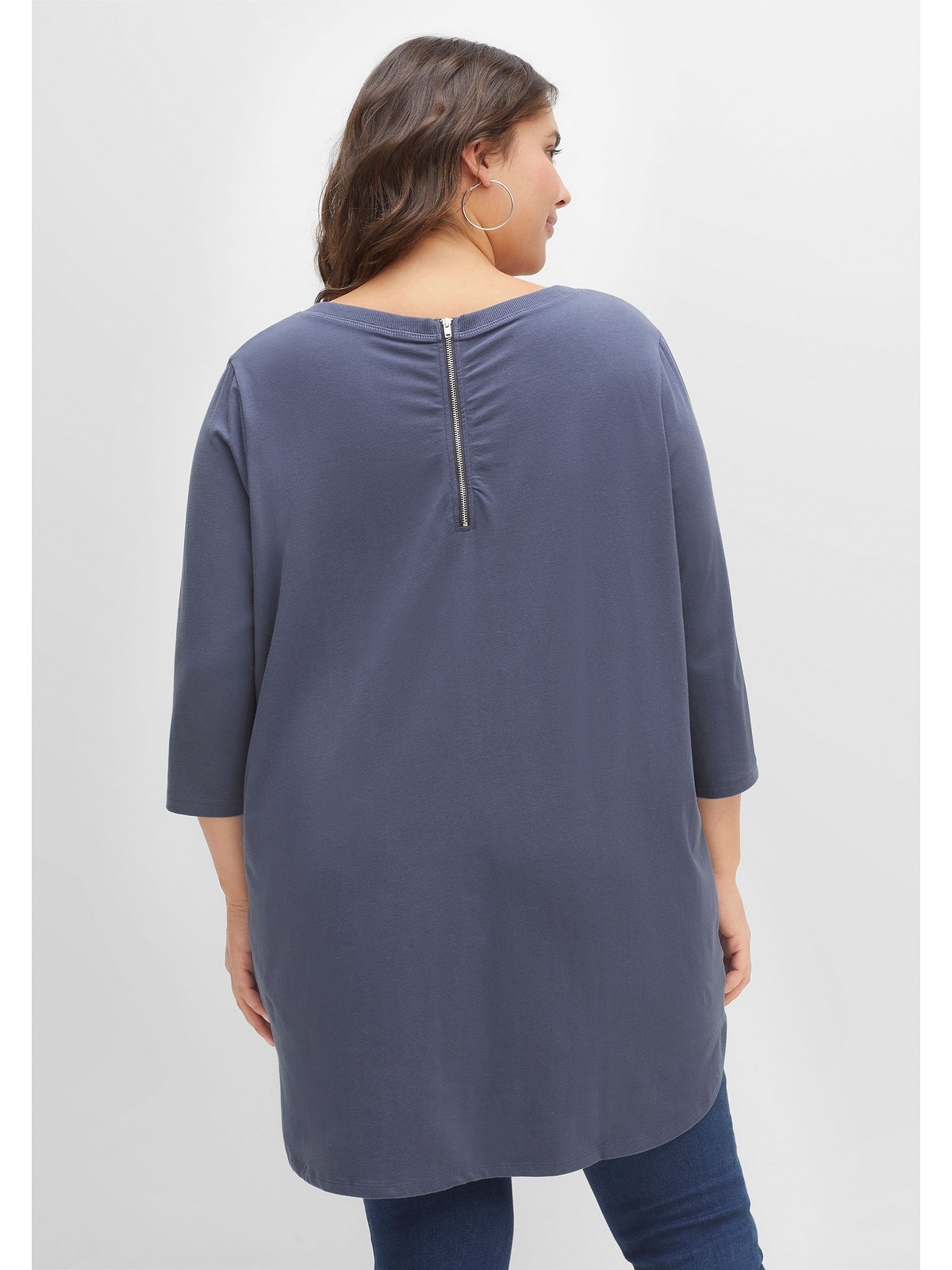 Sheego Longshirt »Große Größen«, im College-Stil, hinten mit Zipper