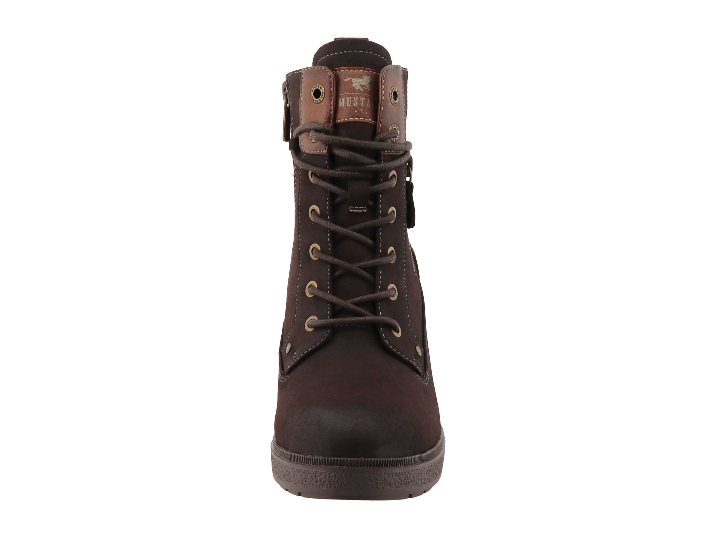 Mustang Shoes Winterstiefelette »Stiefel«  Blockabsatz, Schnürboots mit Zierrießverschluss und Kontrastnaht