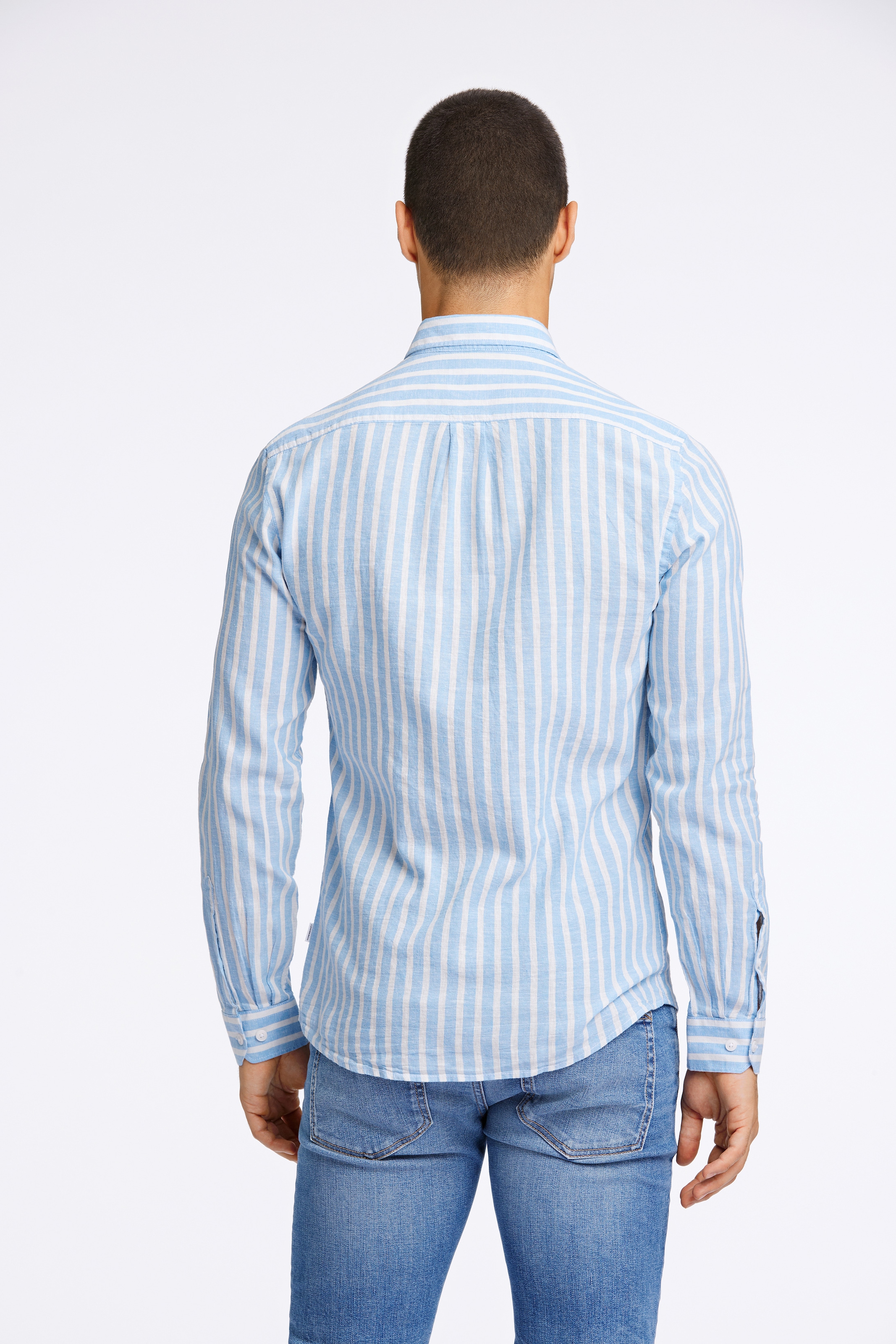 LINDBERGH Leinenhemd langarm aus Leinen und mit Streifen-Muster