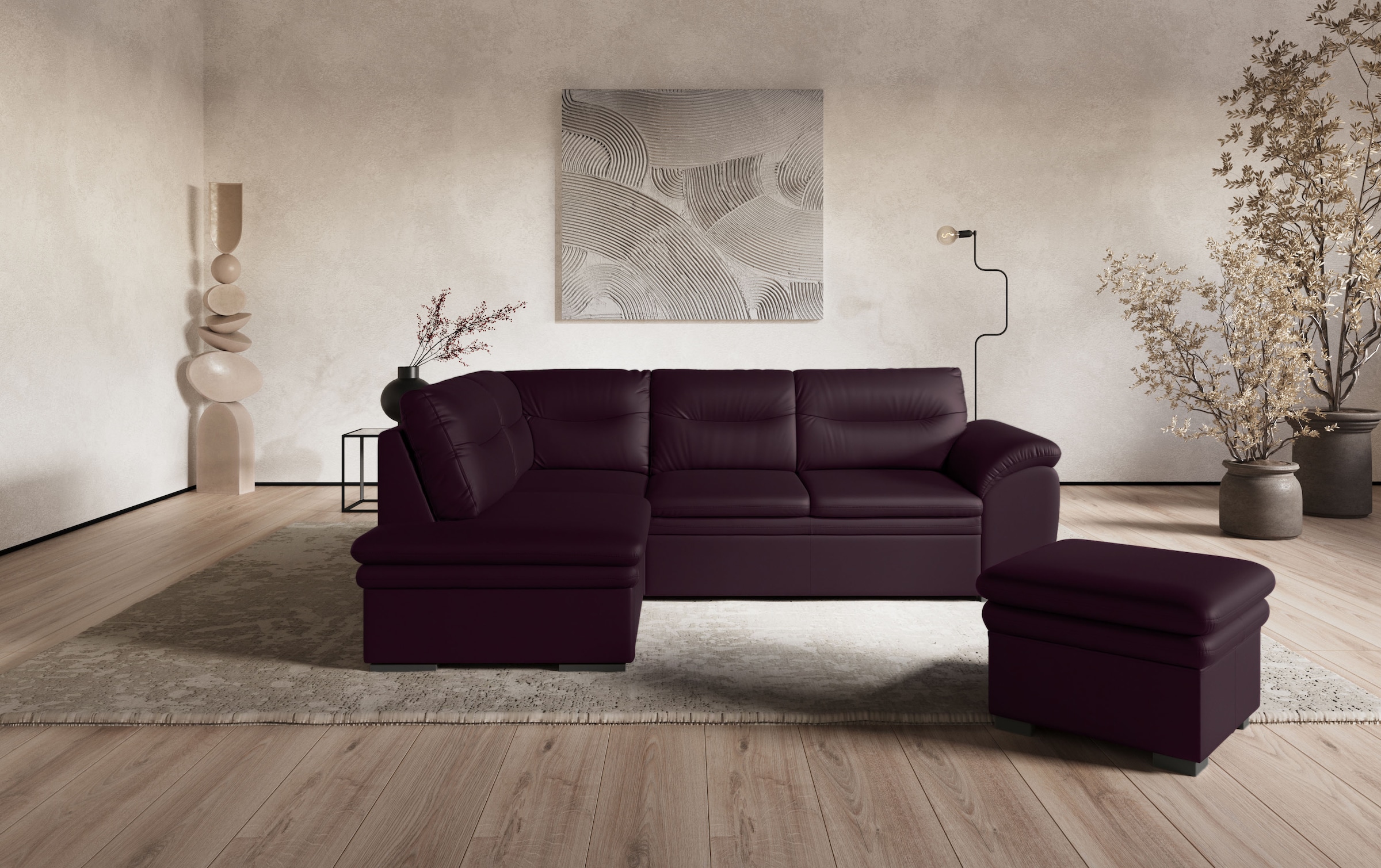 COTTA Ecksofa "Leandra L-Form" wahlweise mit Schlaffunktion & Bettkasten