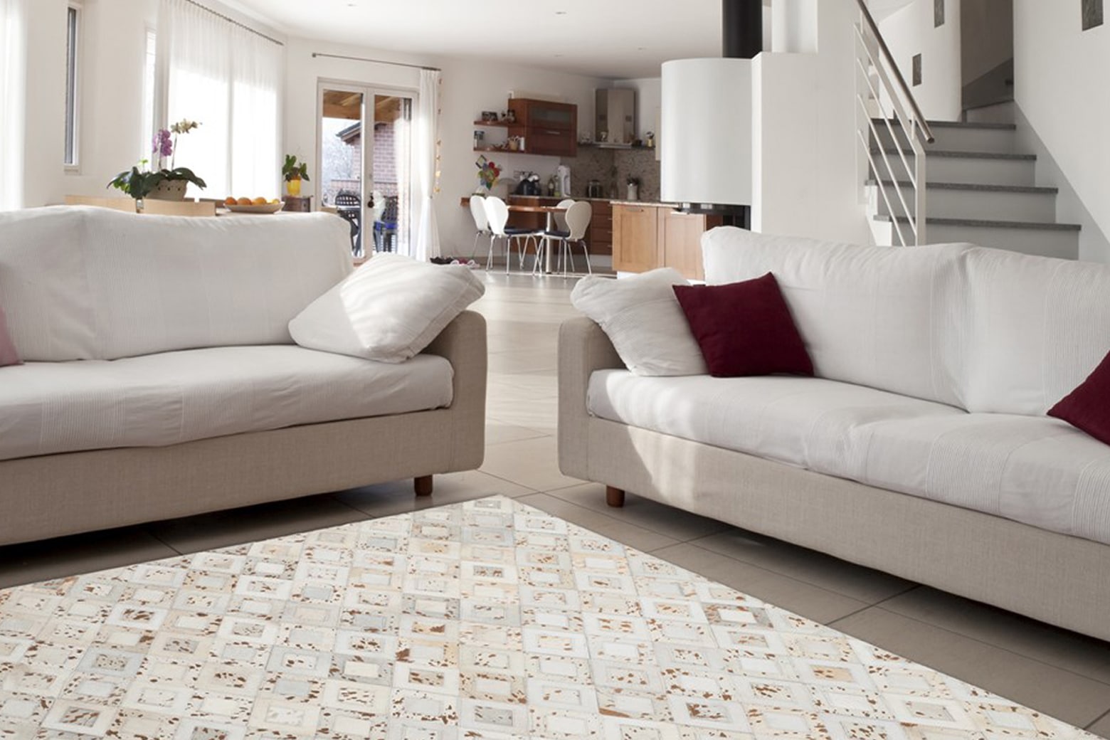 Lederteppich MY HOME, B:160cm H:8mm L:230cm, grau, Leder, Teppiche, "Arno", jeder Teppich-ein Unikat, Wohnzimmer