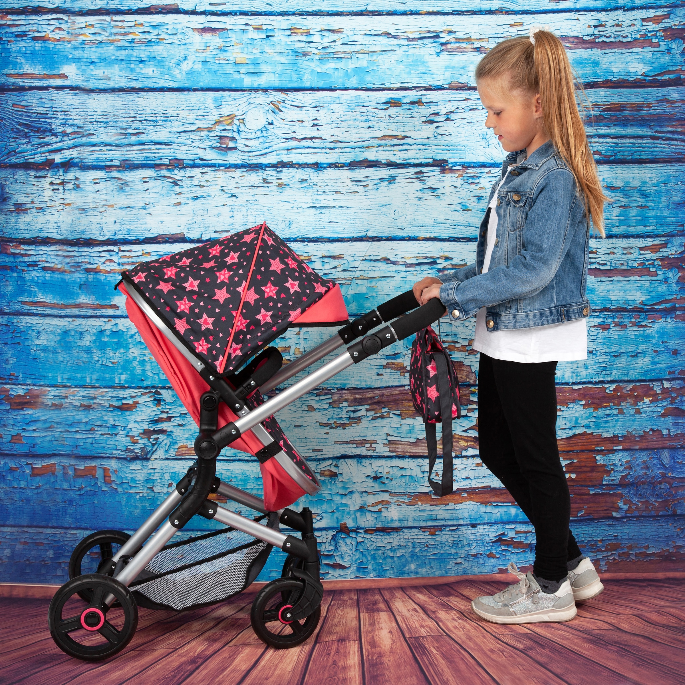 Bayer Kombi-Puppenwagen »Vario, Koralle« inkl. Wickeltasche