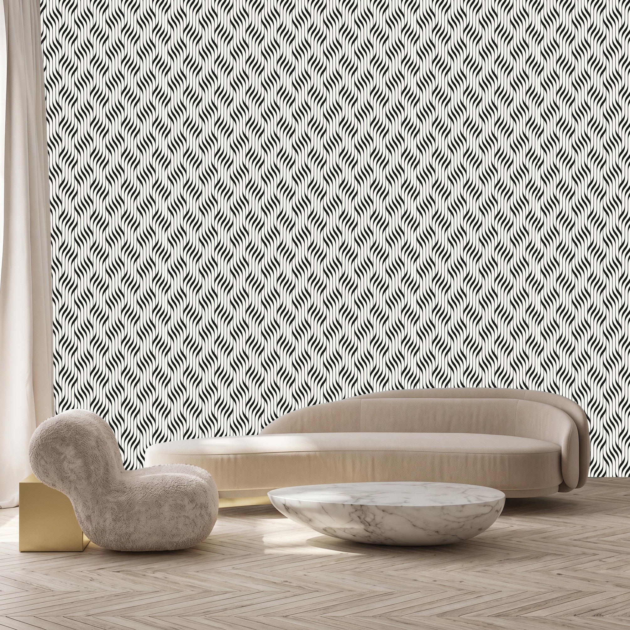 queence 3D-Tapete »Abstrakte Linien, selbstklebendes Wandpaneel« Motiv | bedruckt | mehrfarbig texturiert 60 x 250 cm Fototapete, Mustertapete, Anbringung ohne Kleister