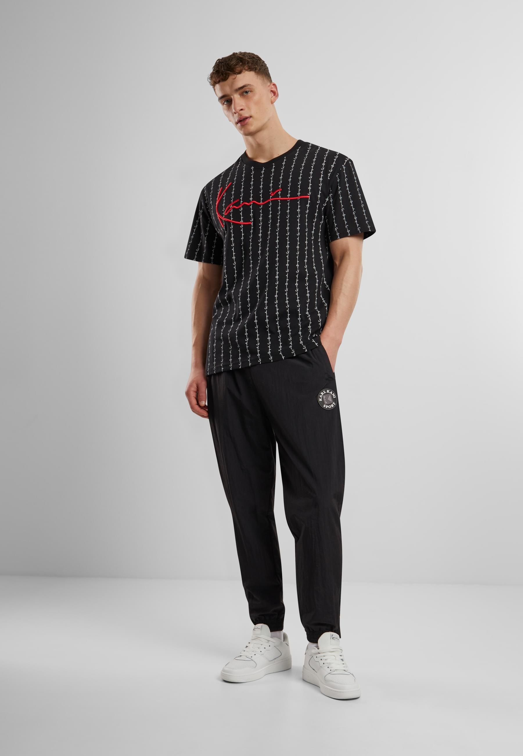 Karl Kani T-Shirt »Karl Kani Herren KKMQ12130BLK Signature Logo Pinstripe Tee«, (1 tlg.)