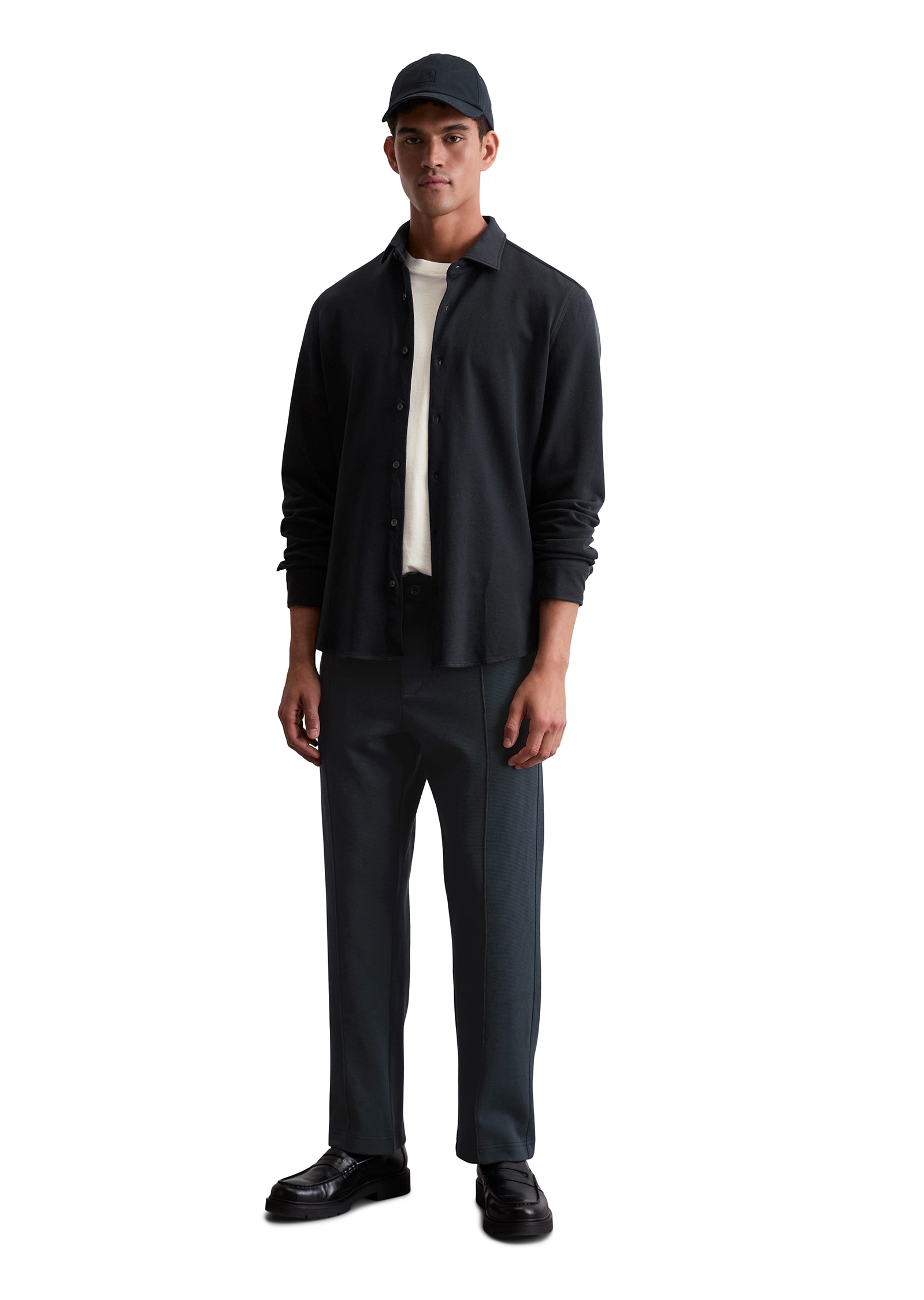 Marc O'Polo Langarmhemd, Shaped Fit, mit feiner Piqué-Struktur