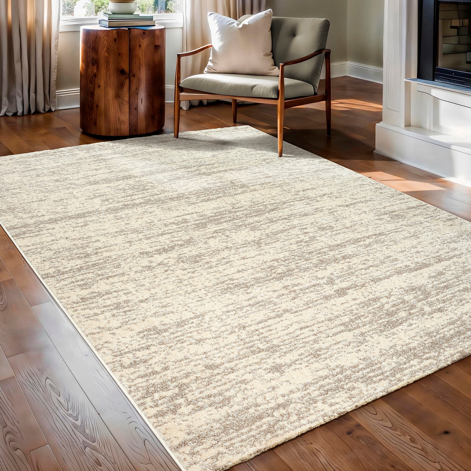Teppich SANAT "Oslo", beige (creme), B:60cm H:10mm L:110cm, Kunstfaser, Teppiche, Teppich, meliert robuster Kurzflor, Wohnzimmer, Schlafzimmer, auch als Läufer