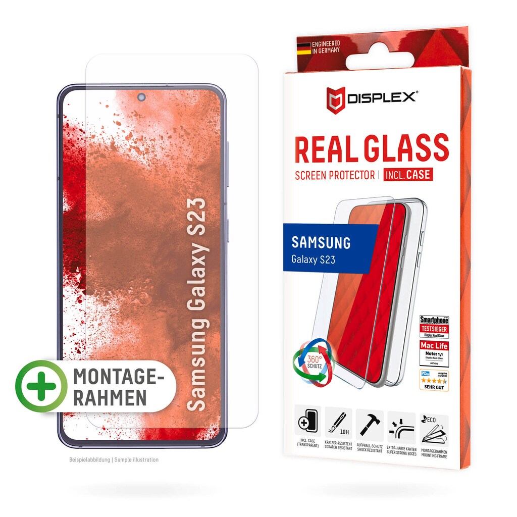 Displex Displayschutzglas »Real Glass + Case - Samsung Galaxy S23«, für Samsung Galaxy S23