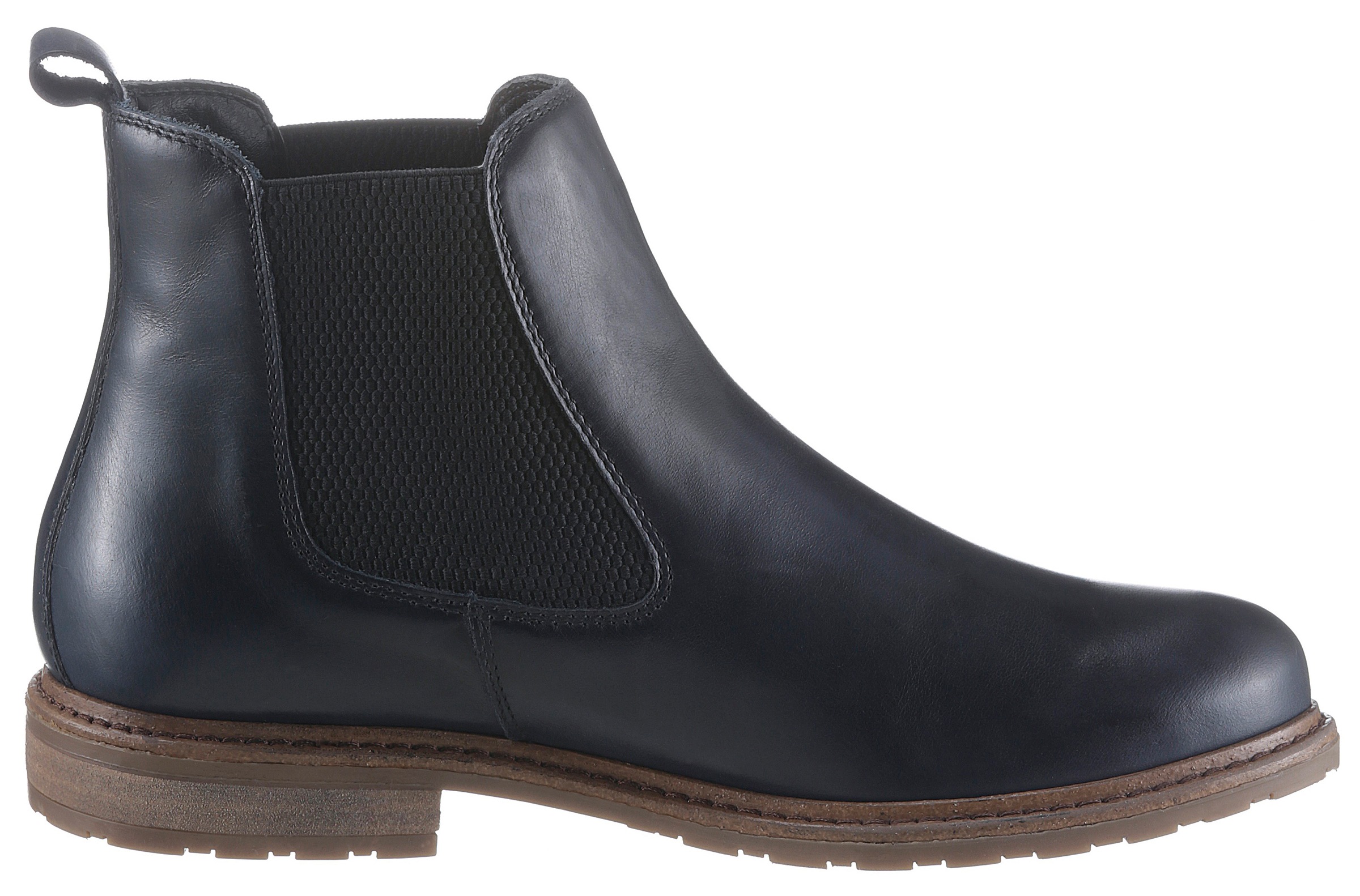 Chelseaboots TAMARIS, Damen, Gr. 38, blau (nachtblau), Leder, Schuhe Chelseaboots, mit beidseitigem Stretcheinsatz 3