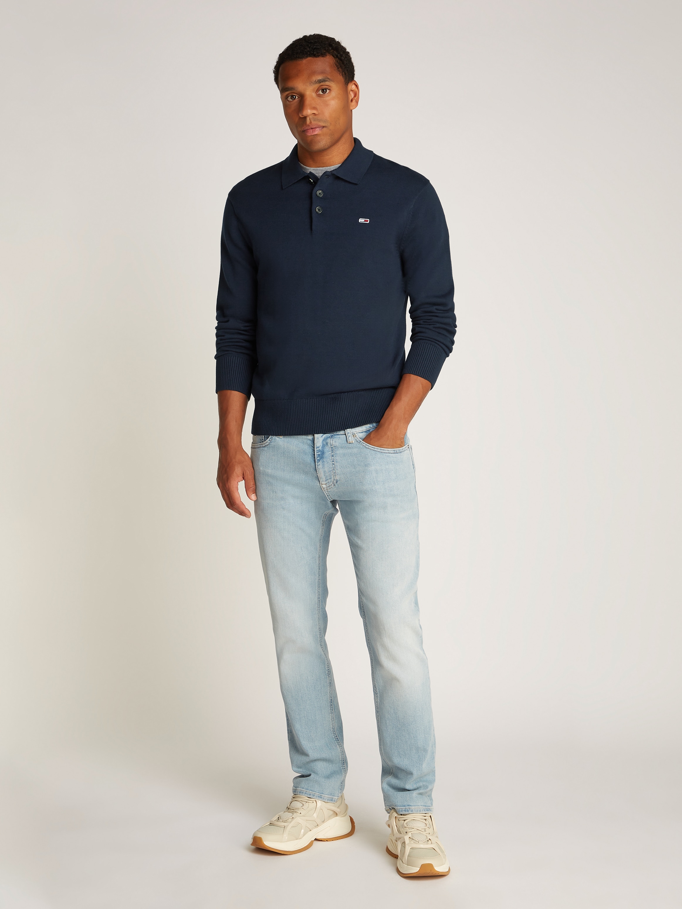 Tommy Jeans Polokragenpullover »TJM SLIM ESSENTIAL POLO SWEATER«, mit Logostickerei