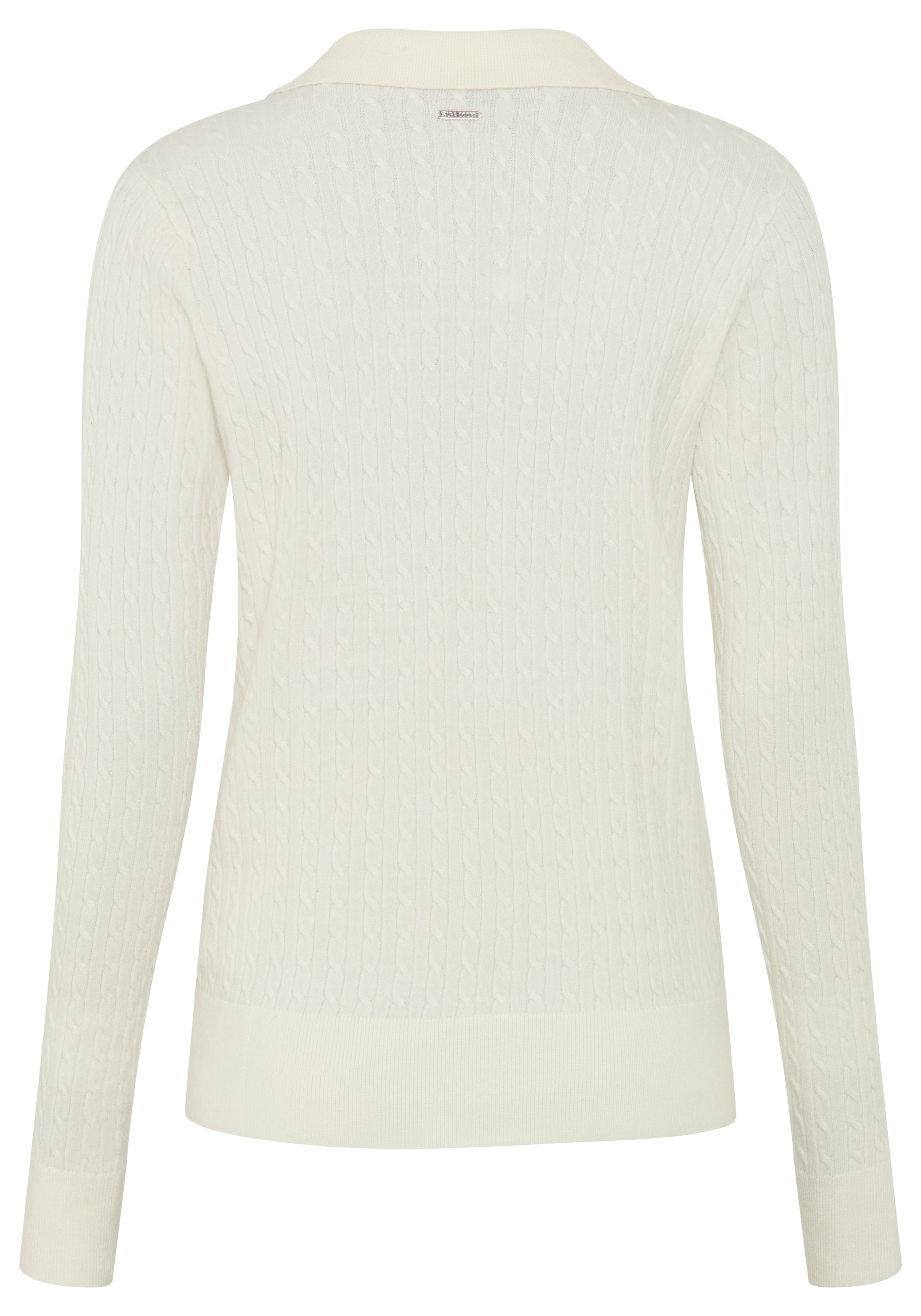 Laura Scott Strickpullover »mit figurbetonter Passform, aus Feinstrick« mit Polokragen und Zopfmuster