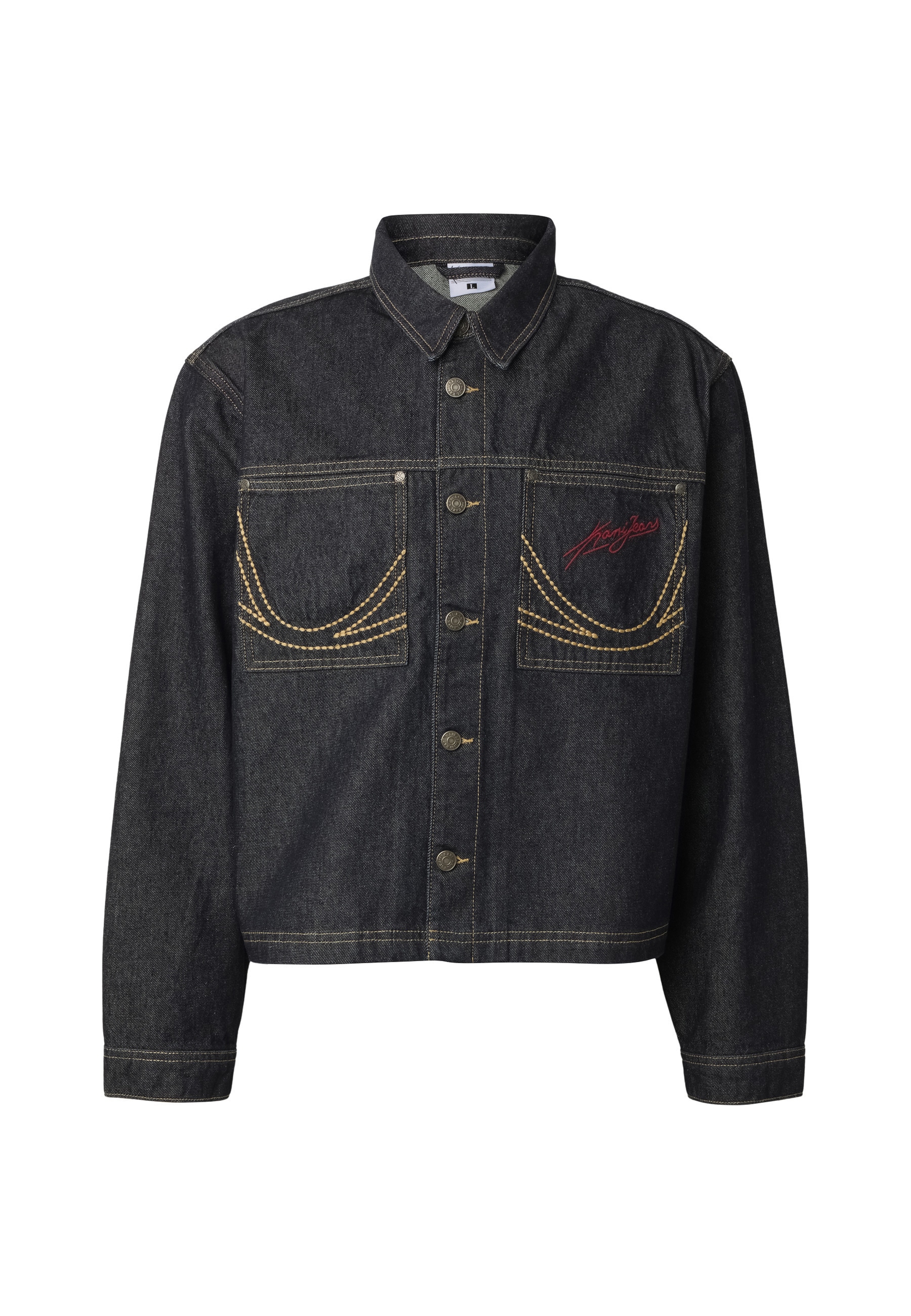 Karl Kani Jeansjacke "Karl Kani Kani Jeans Cropped Rinsed Denim Jacket" 1 Stk. tlg. ohne Kapuze