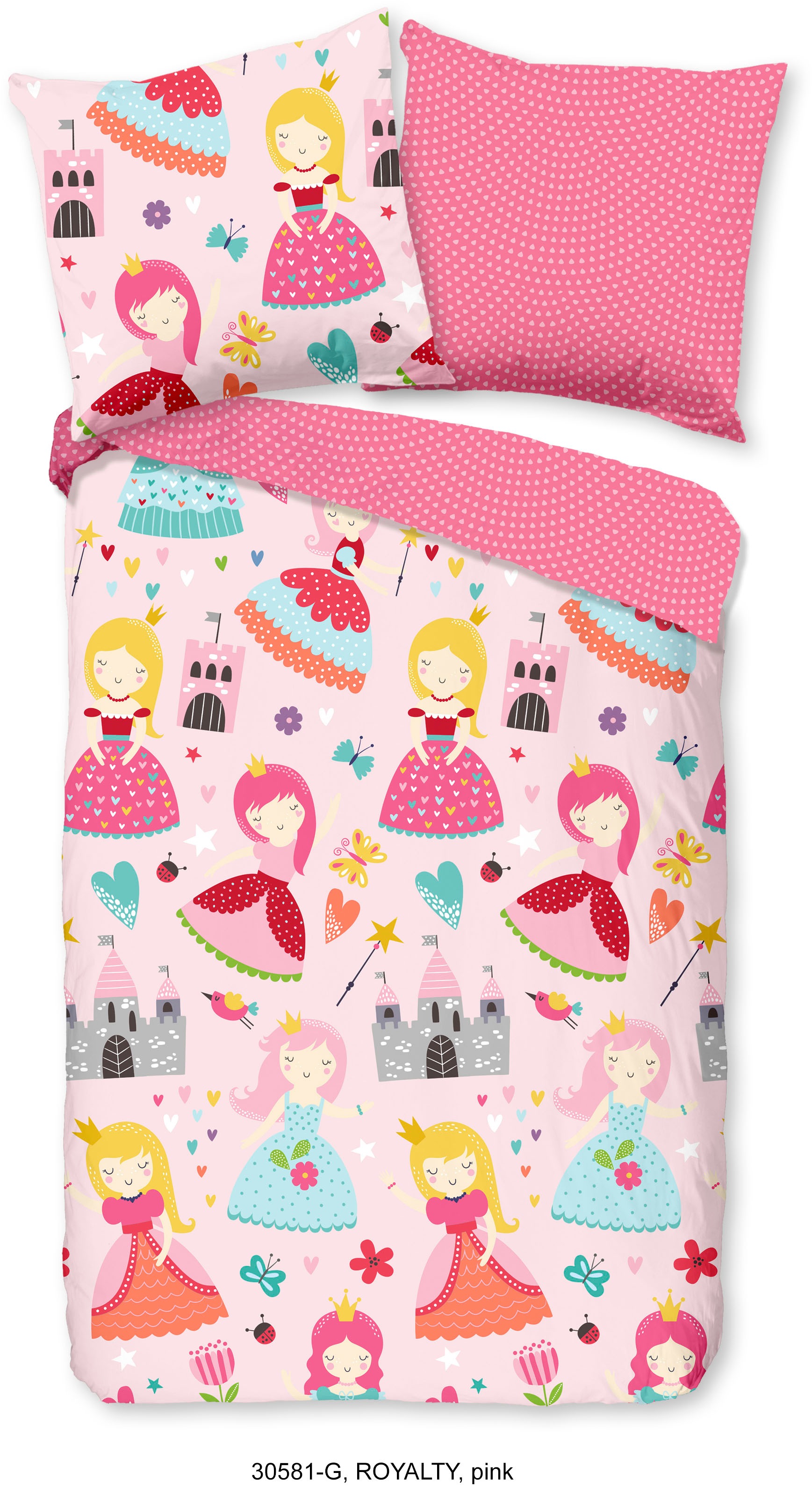 good morning Kinderbettwäsche »Royalty«, Baumwolle, 135x200, Reißverschluss, Wendeoptik, Kind, Mädchen, Rosa