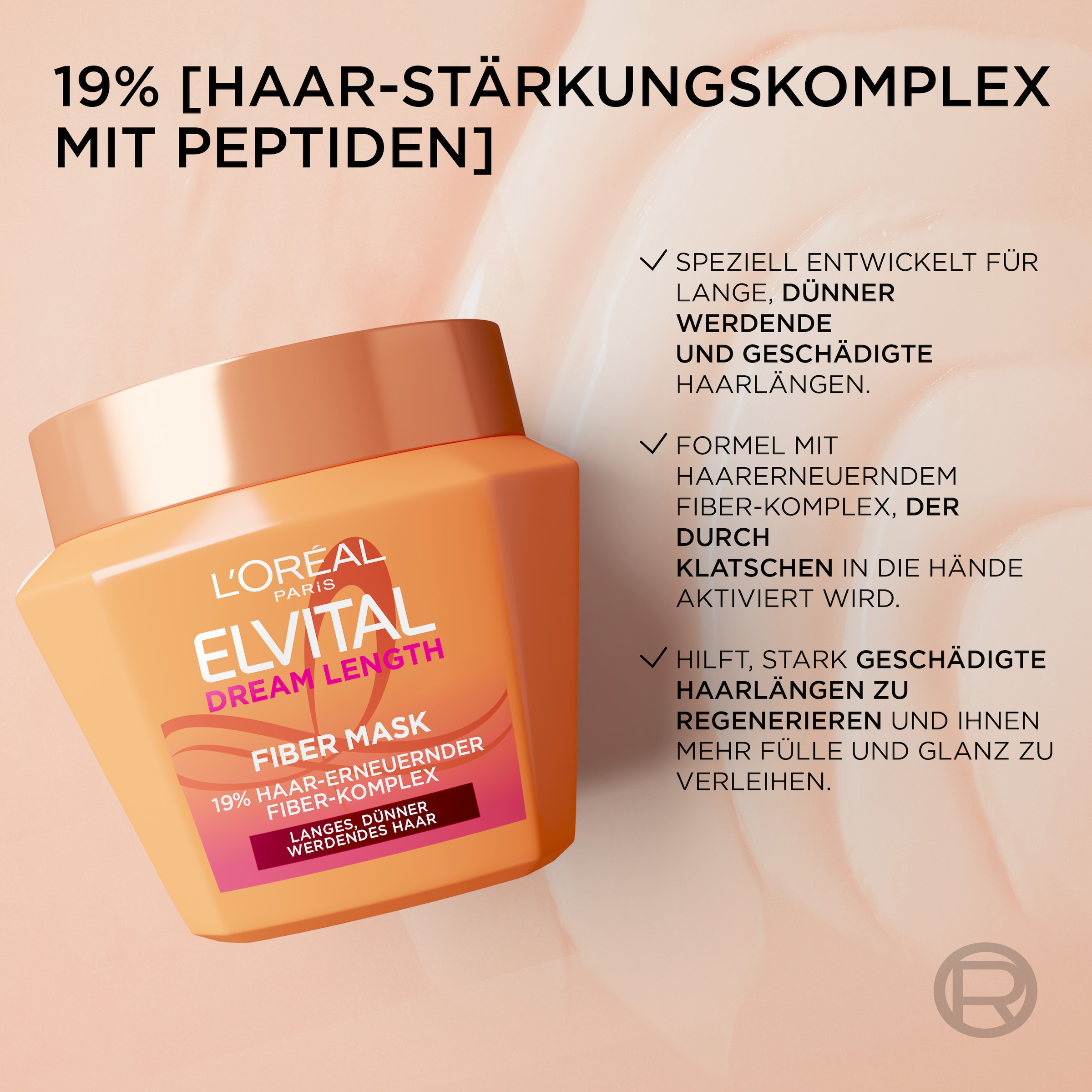 L'ORÉAL PARIS Haarmaske »ELVITAL DREAM LENGTH FIBER MASK« für langes, dünner werdendes Haar