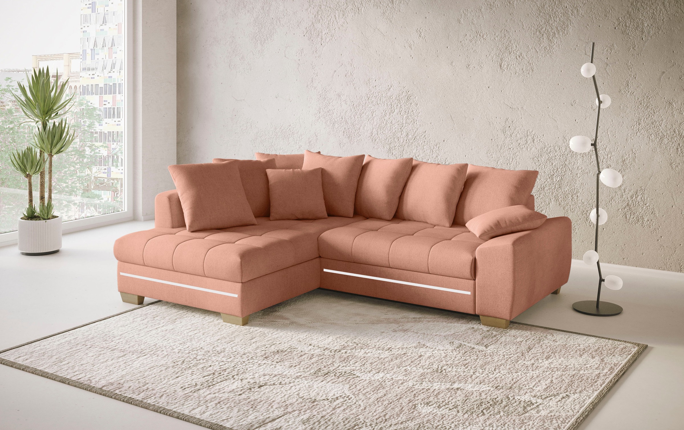 Mr. Couch Ecksofa »Nikita II, L-Form«, mit Kaltschaum, RGB-LED Beleuchtung, wahlweise mit Bett, Bettkasten