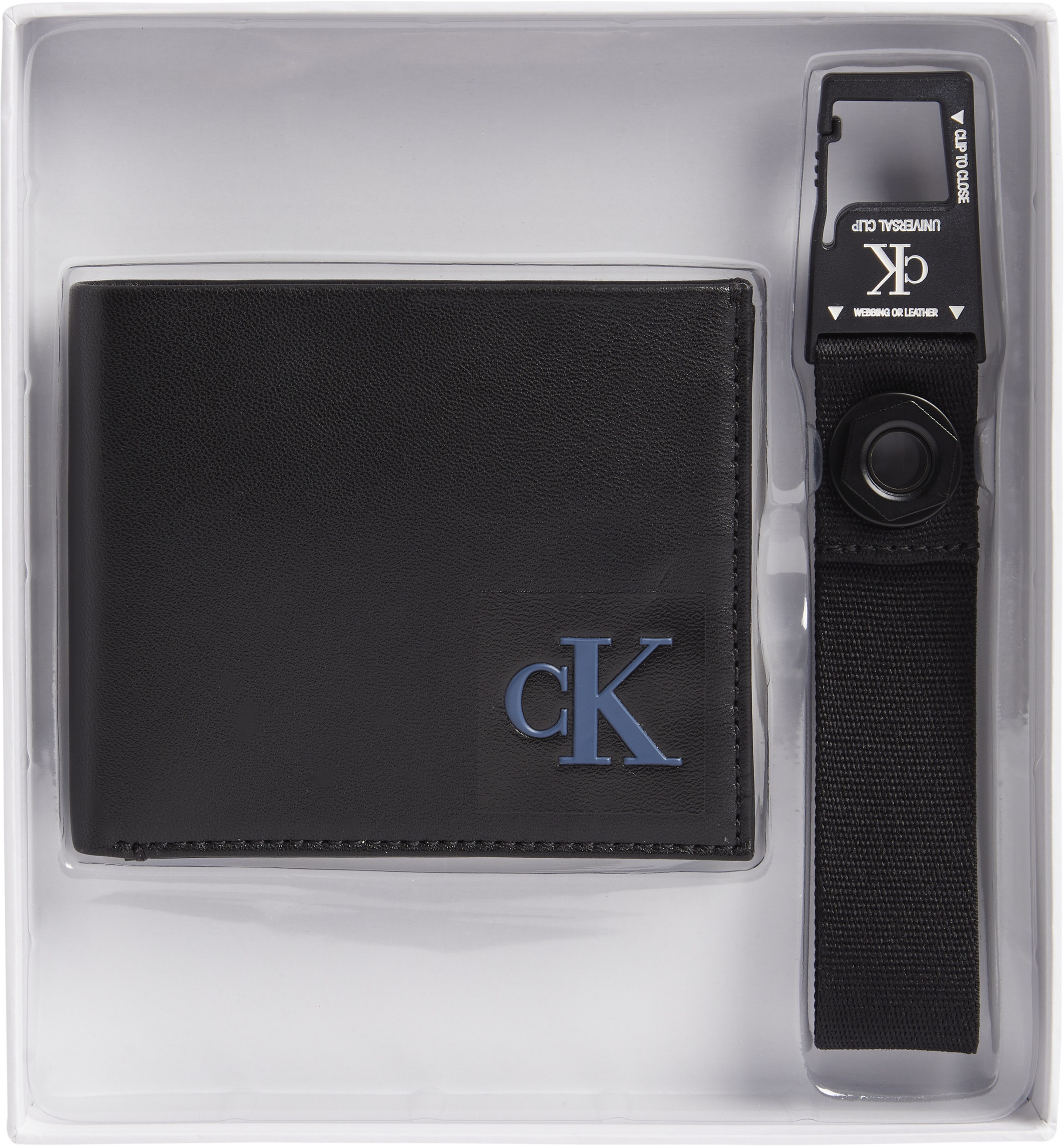 Calvin Klein Jeans Geldbörse "BIFOLD W/COIN+CARABINER KEYFOB", schönes Geschenkset mit Schlüsselanhänger Portemonnaie Bö