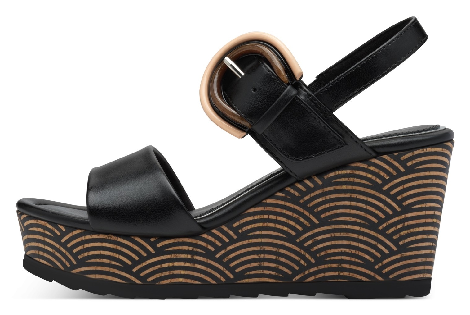 MARCO TOZZI Keilsandalette, Riemchensandale, Sommerschuh mit schmuckbesetzter Zierschnalle