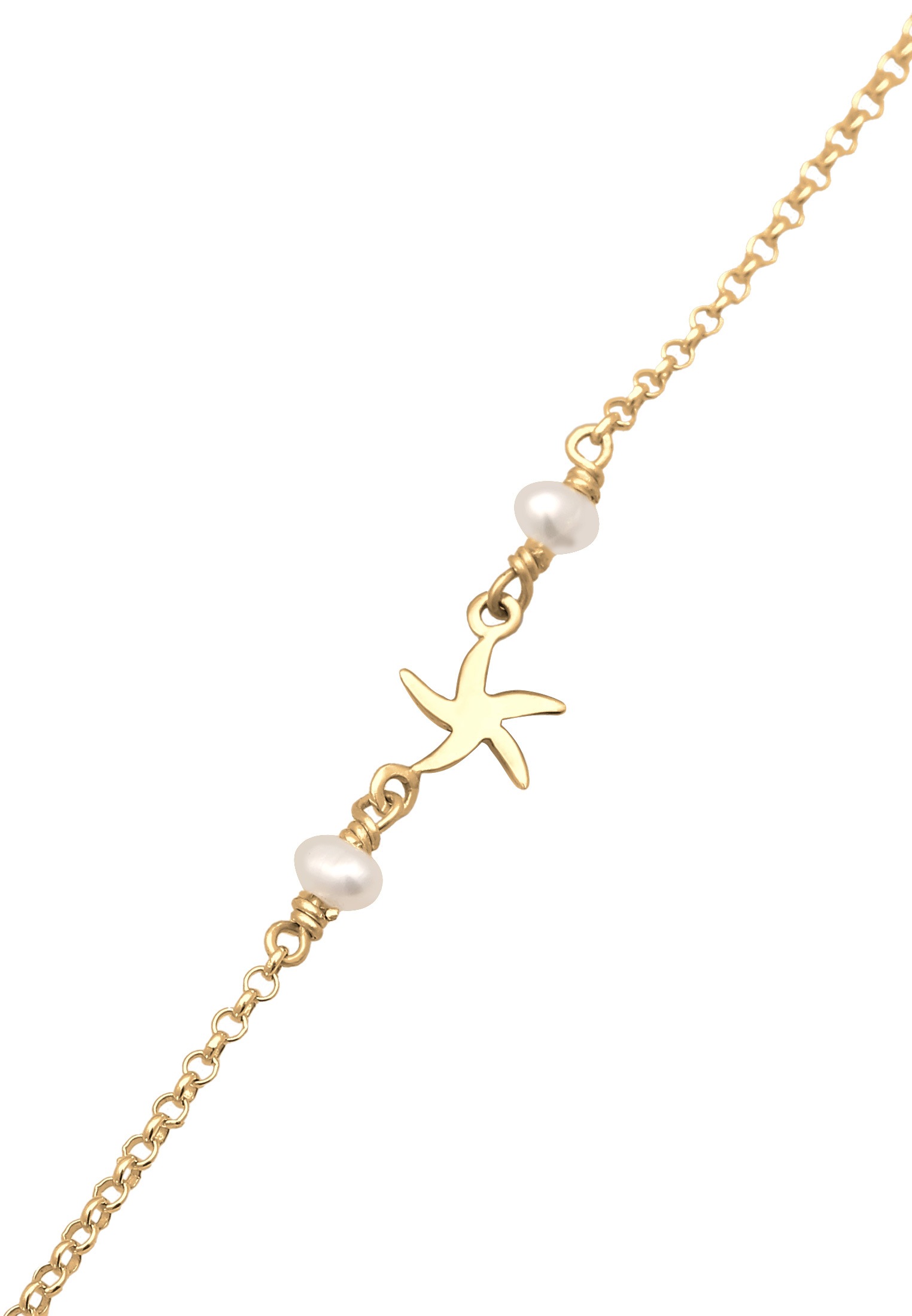 EMI Étoile de mer Eau douce Perle Bracelet de cheville Or 22cm 2