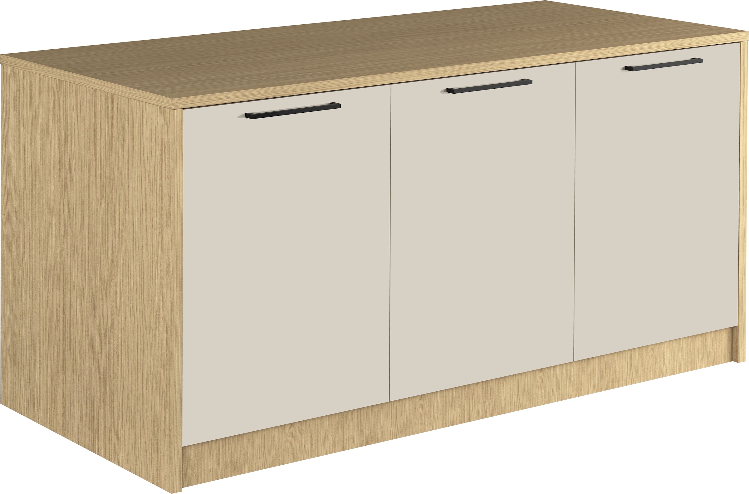 KOCHSTATION Kücheninsel "KS-Luna" Breite 170 cm, 3 Türen, 6 Innenfächer, 3 Essplätze, gedämpfte Türen