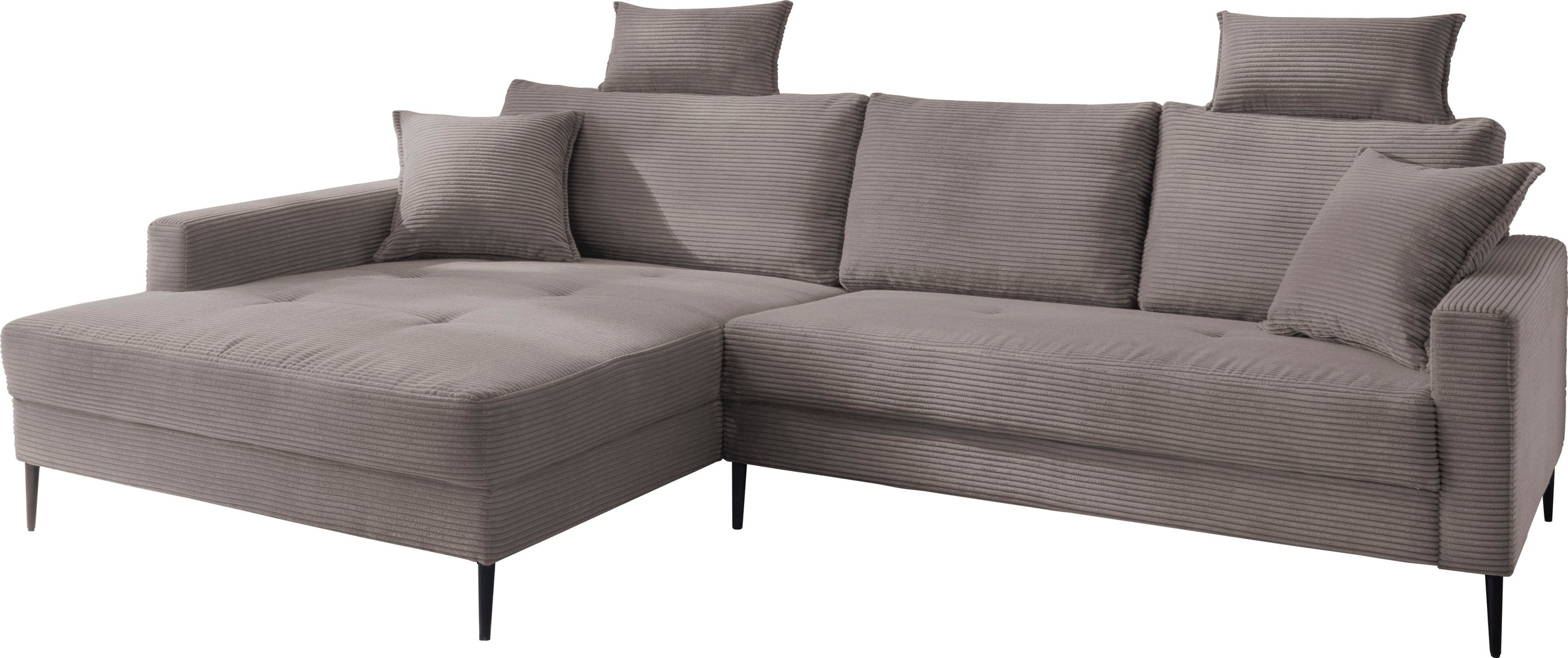 Trends by HG Ecksofa "Summer L-Form" in Cord-Stoff mit Metallfuß günstig online kaufen