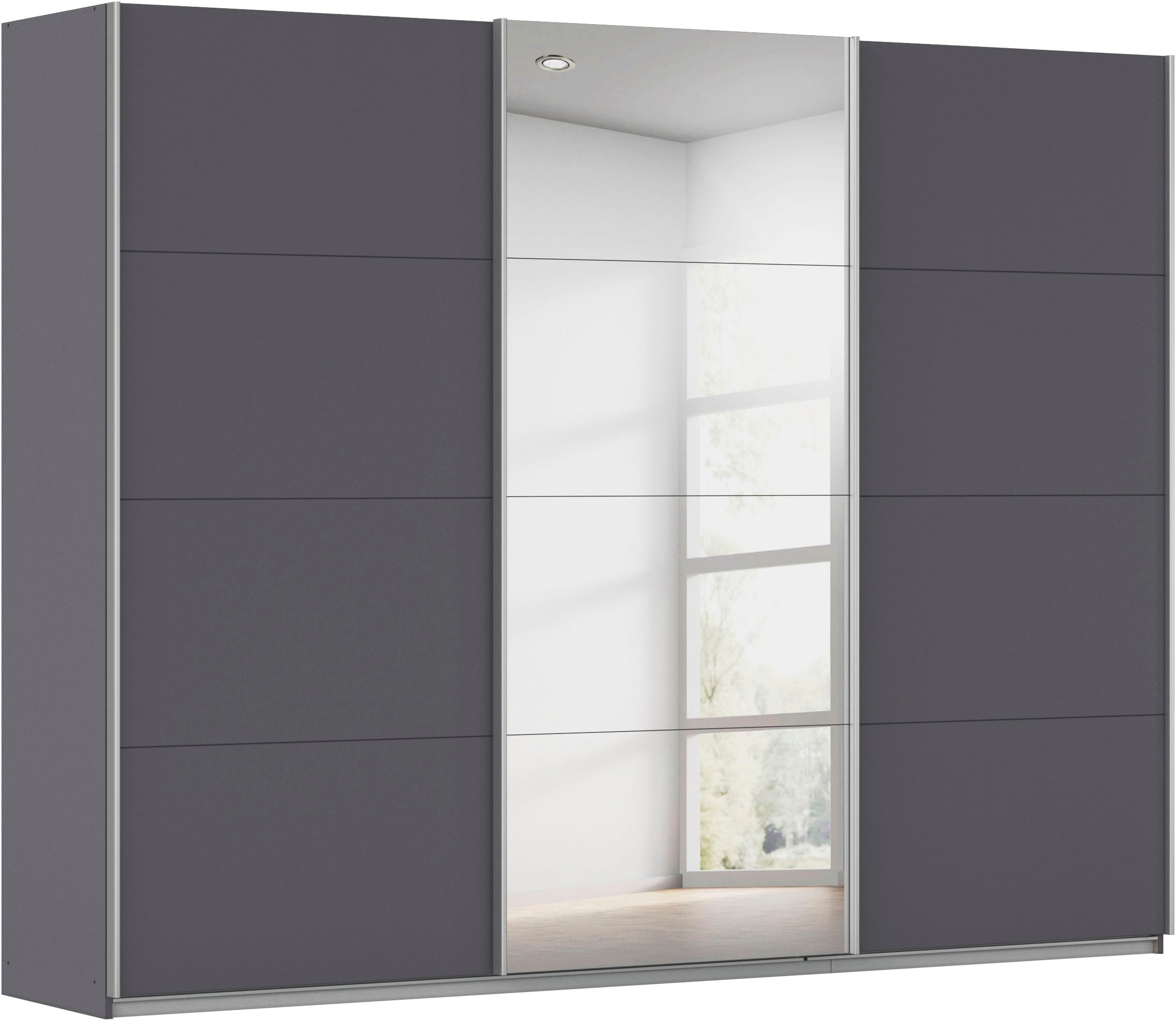 Schwebetürenschrank RAUCH, B:271cm H:210cm T:62cmgraumetallic, Holzwerkstoff, Schränke, "Kleiderschrank Schrank Garderobe Schlafzimmerschrank