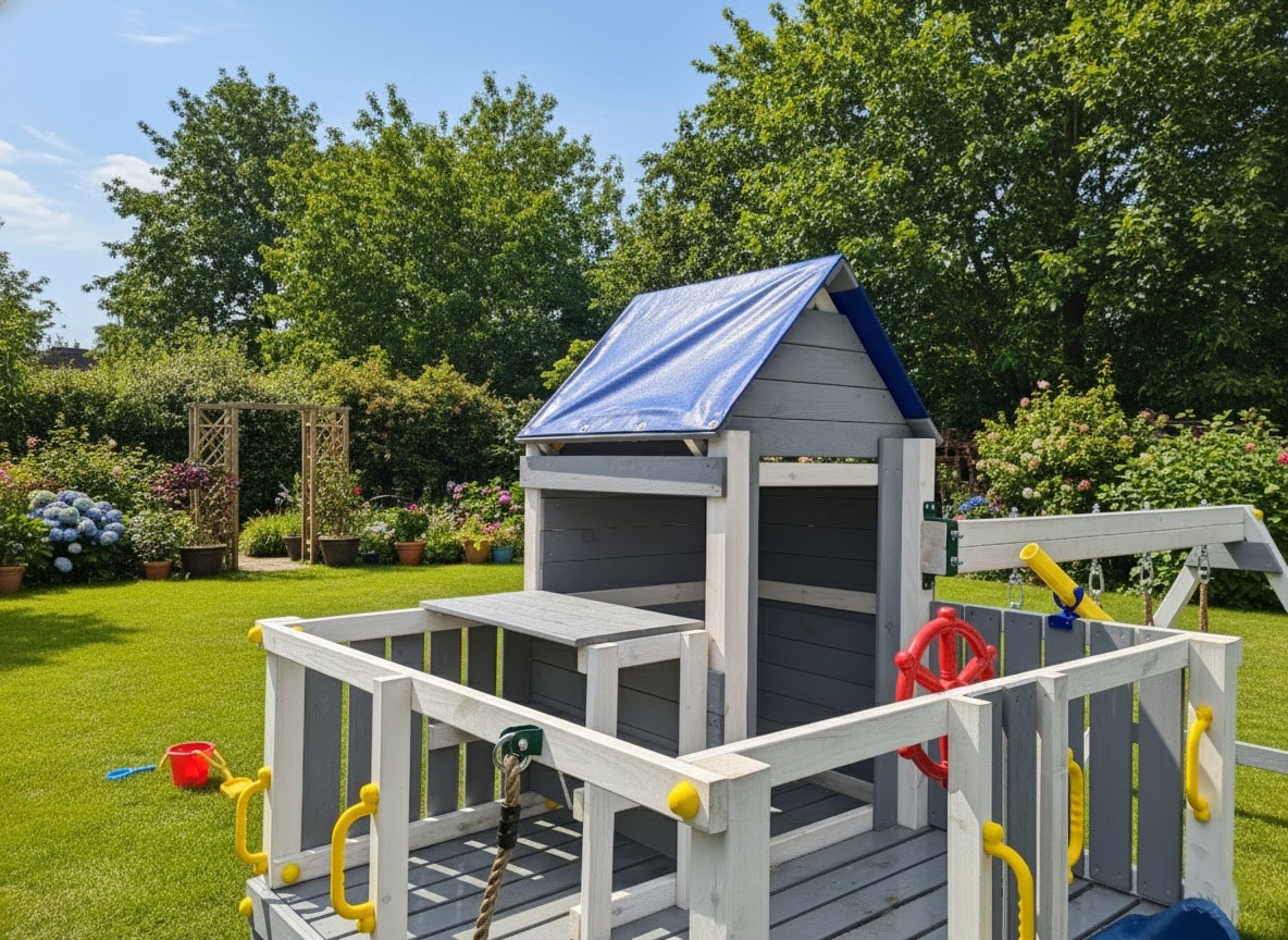 FUNGOO Spielturm »Treehouse« mit Spielhaus, Rutsche, Doppelschaukel, Kletterwand