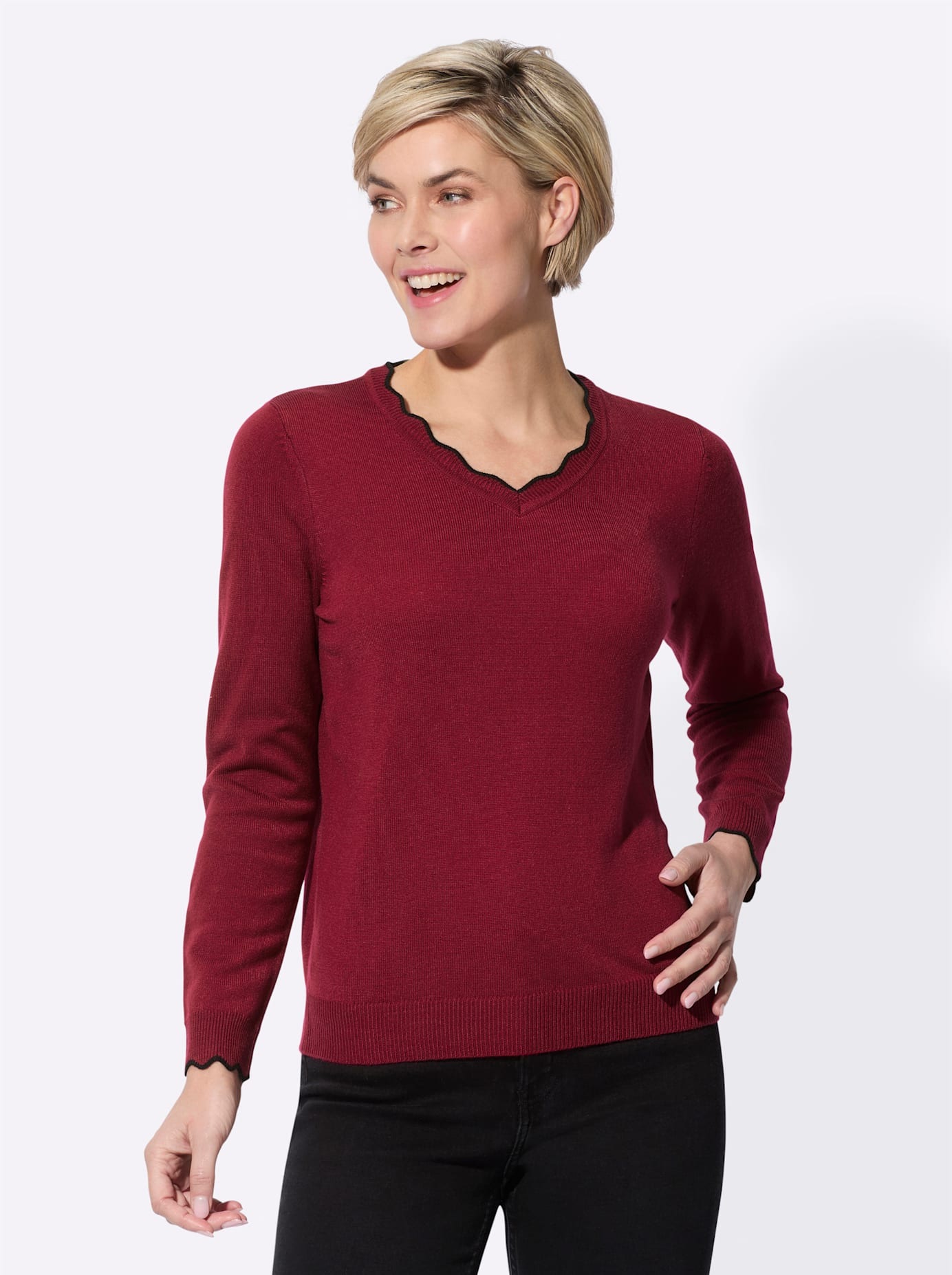 Classic Basics V-Ausschnitt-Pullover "Feinstrick-Pullover" günstig online kaufen