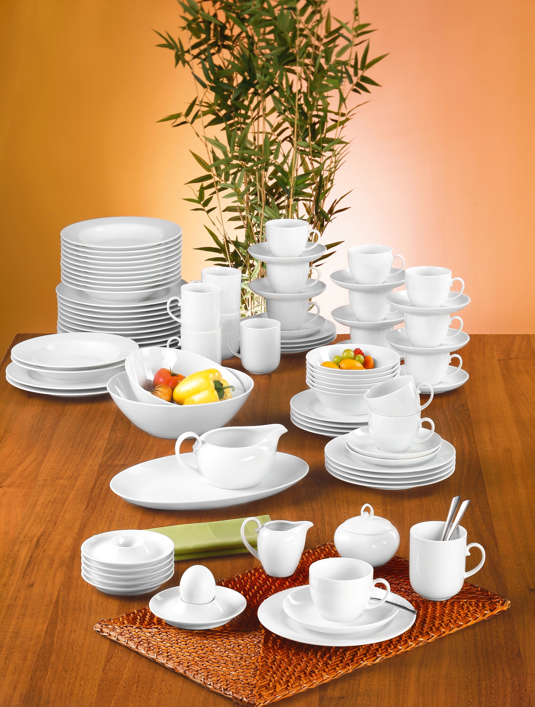 Seltmann Weiden Kombiservice »Service 84-teilig Rondo/Liane, für bis zu 12 Personen«, (Set, 84 tlg.), inkl. Eierbecher, Zuckerdose, Milchkännchen, Sauciere & Servierplatte
