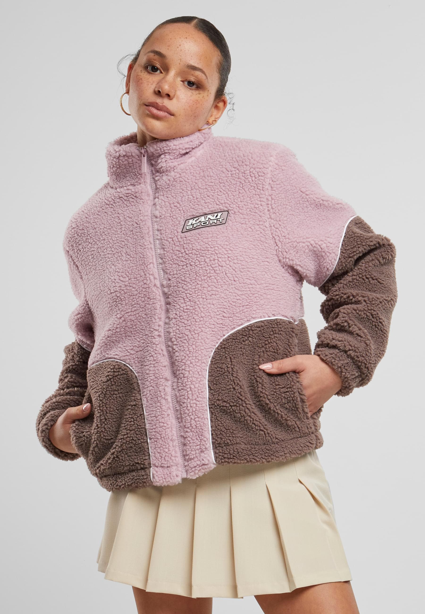 Karl Kani Trainingsjacke »Karl Kani Karl Kani Sport Patch Teddy Block Trackjacket«, (1 St.), ohne Kapuze