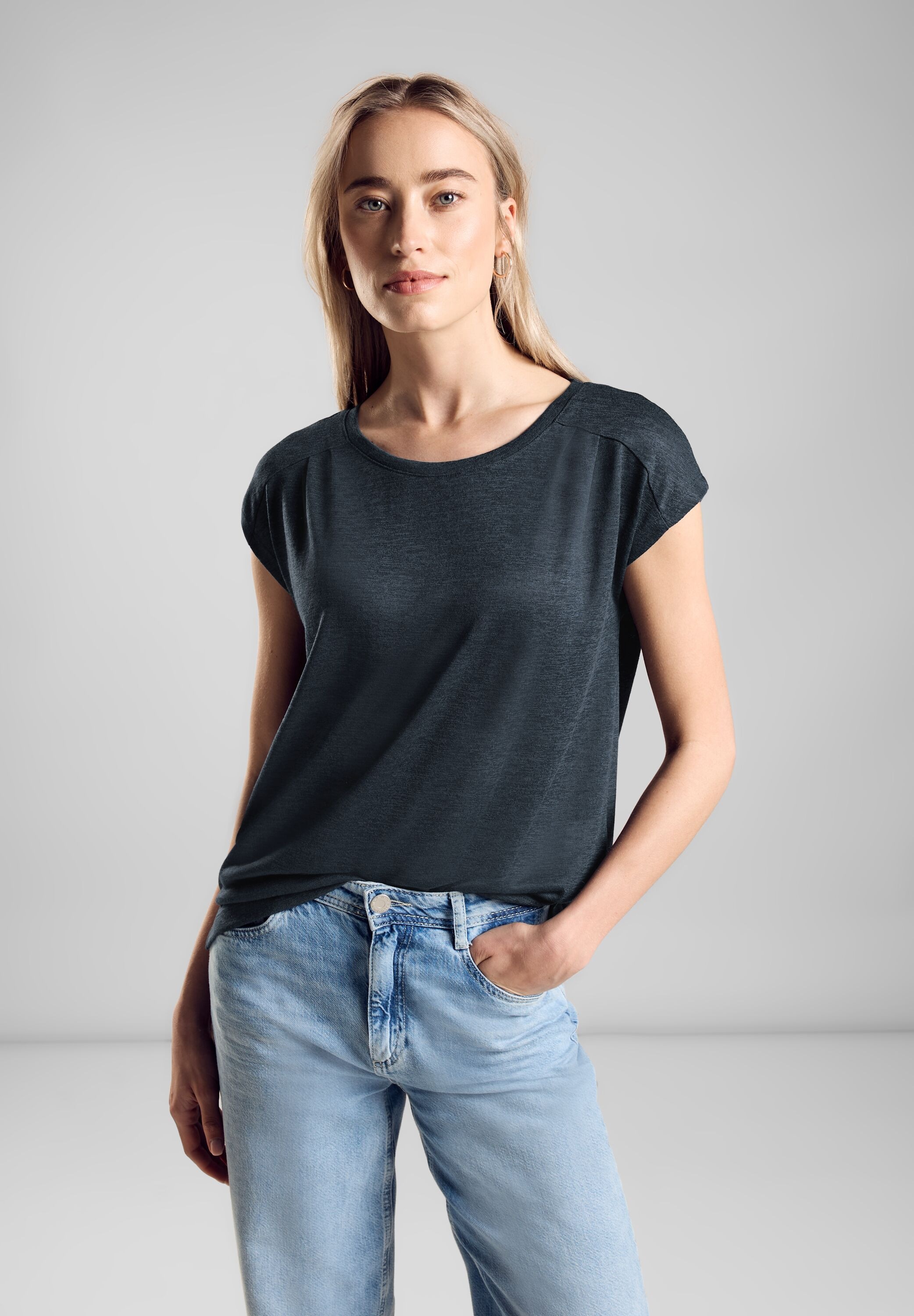 STREET ONE Shirttop, mit Leinen Melange Optik