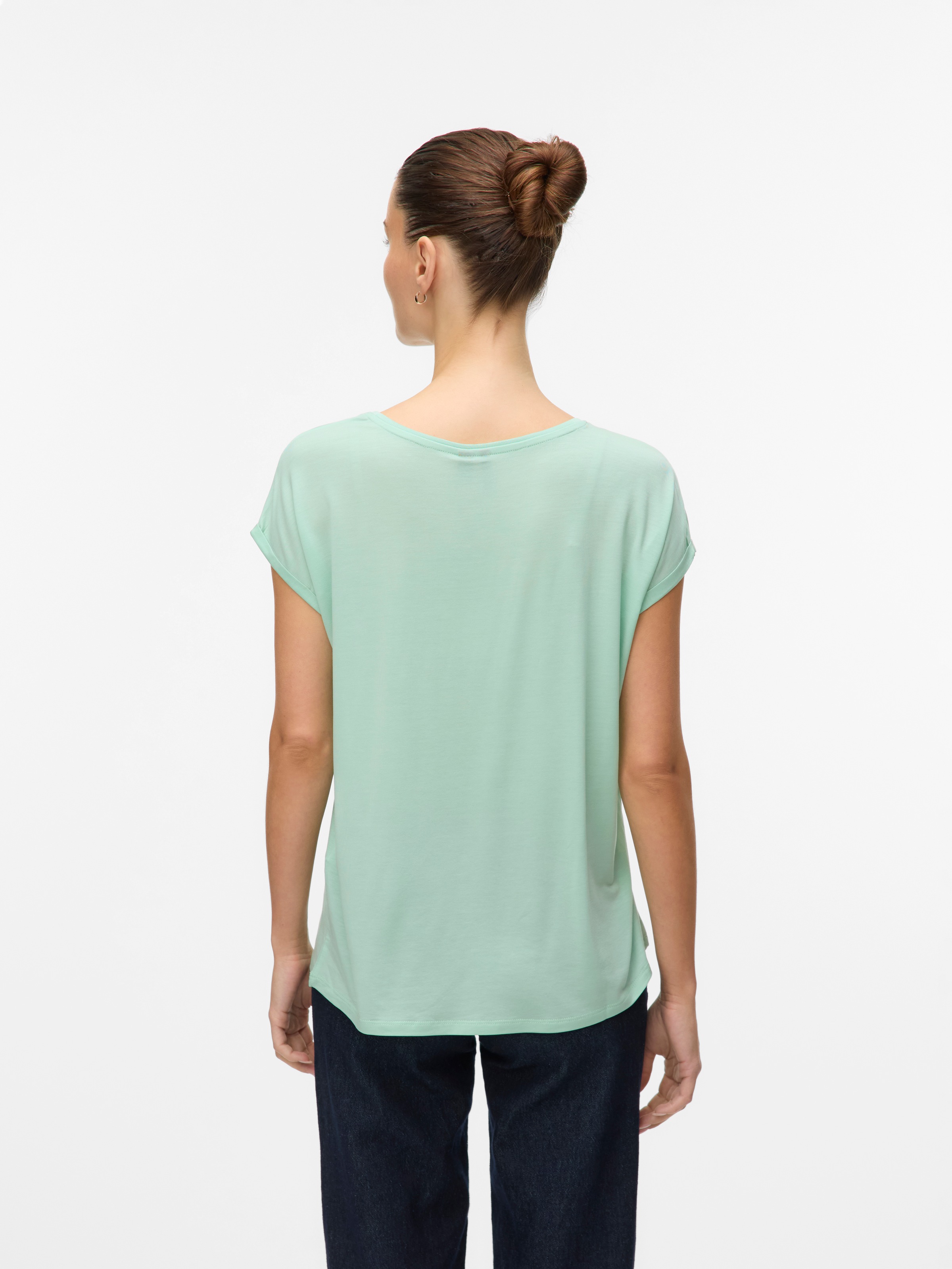 Vero Moda Rundhalsshirt "VMAVA PLAIN SS TOP GAJRS NOOS" Materialmix, regula günstig online kaufen