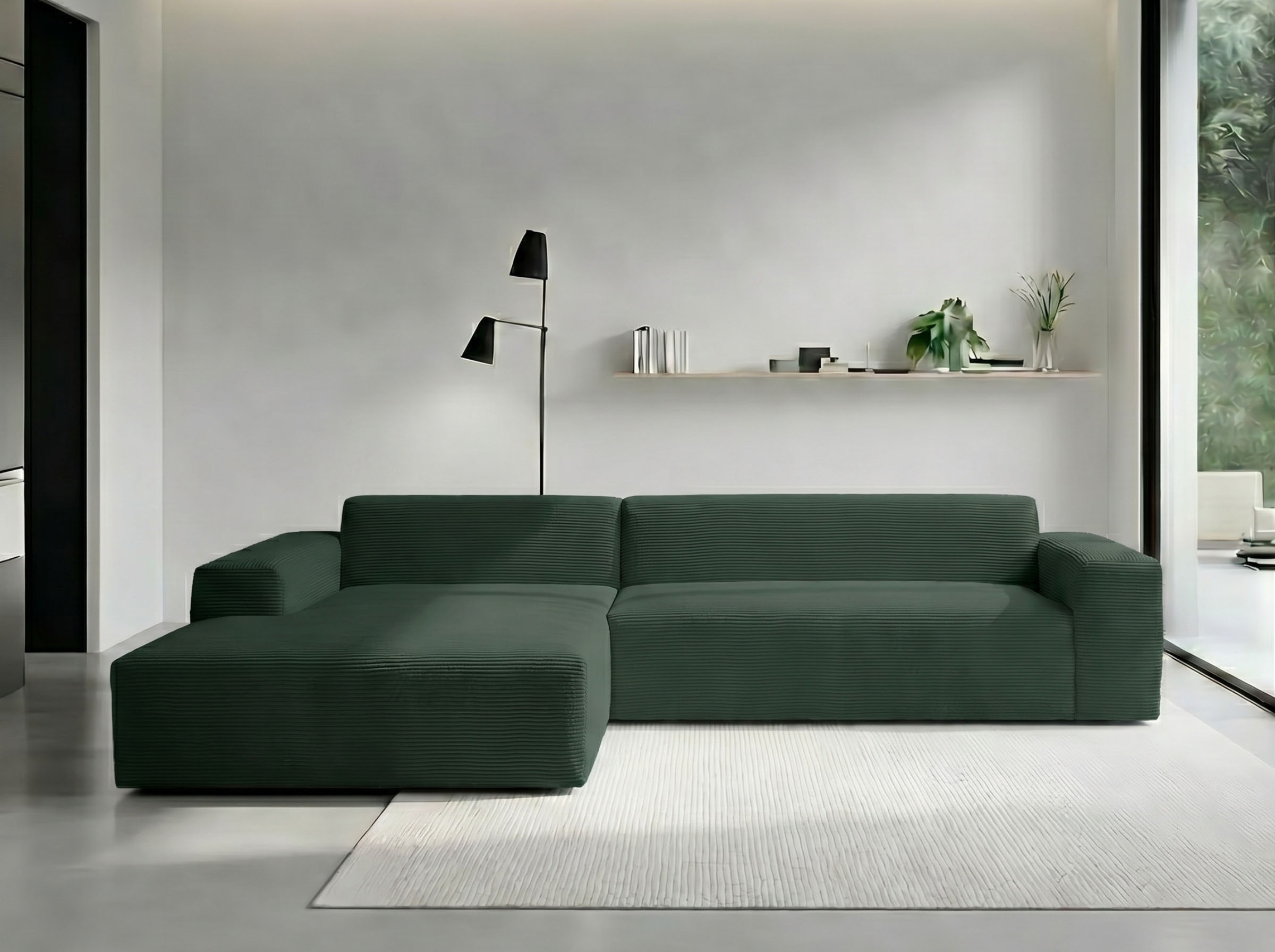 WERK2 Ecksofa "Zeus-XL 311 cm breit, bequemes Mega-Sofa in L-Form, große Sitztiefe" Curvy-trend Cord Big-Sofa mit 210 cm XXL-Ottomane für 2 Personen