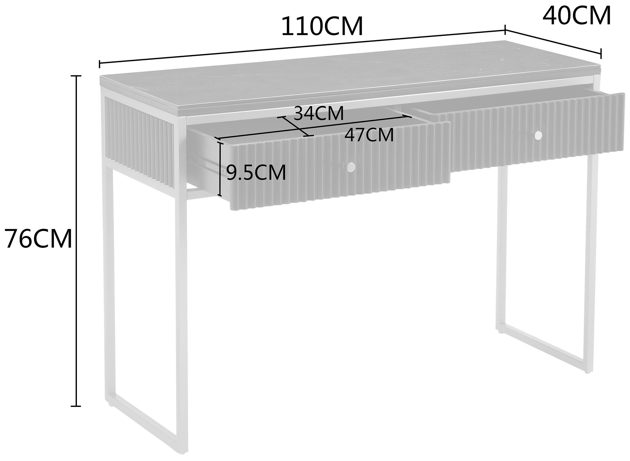 Leonique Konsolentisch »Fleuriss« Keramikplatte, goldene Beine, FSC-zertifiziertes Holz, Breite 110 cm