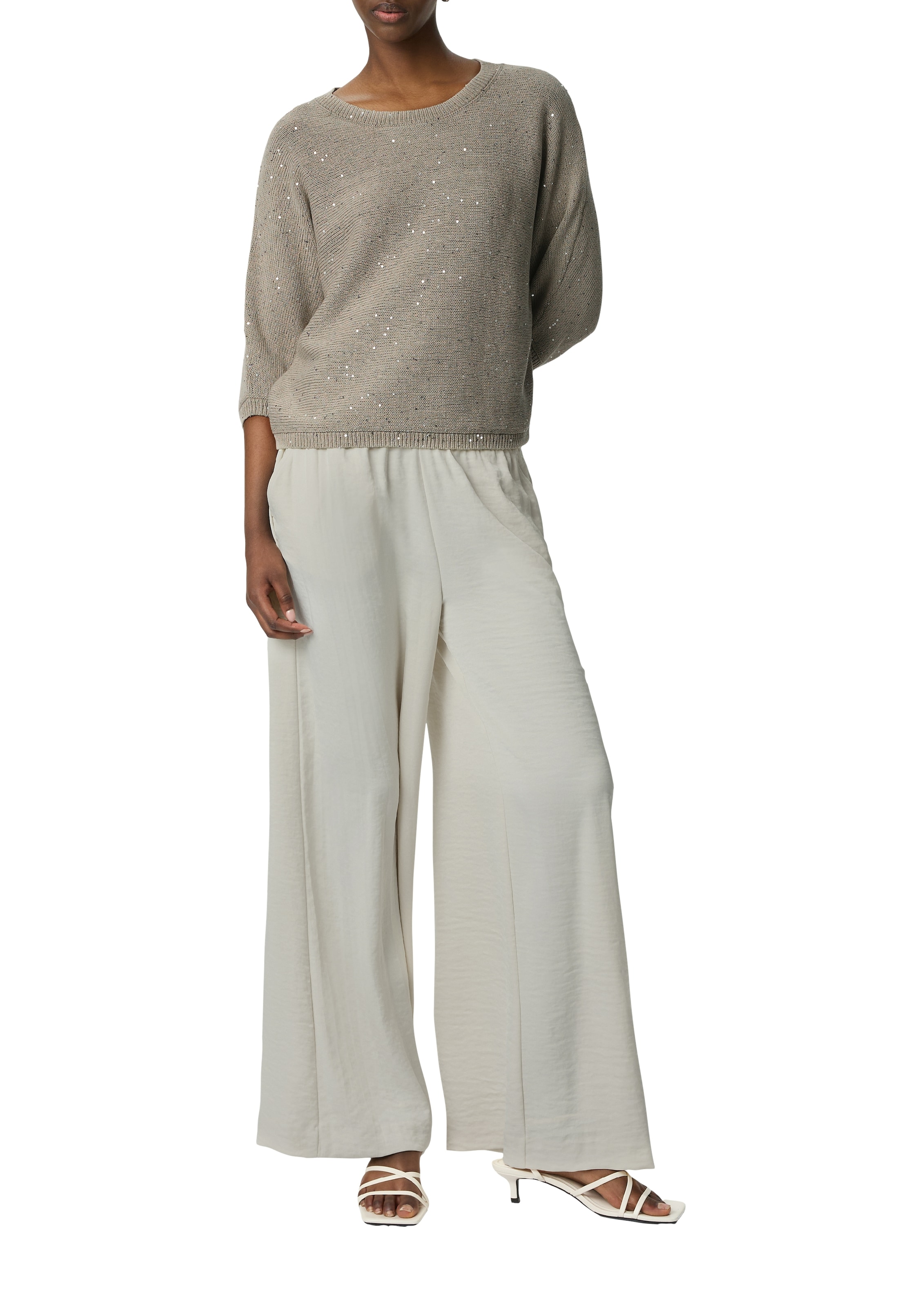 Comma Stoffhose, Wide Leg und eleatischem Bund