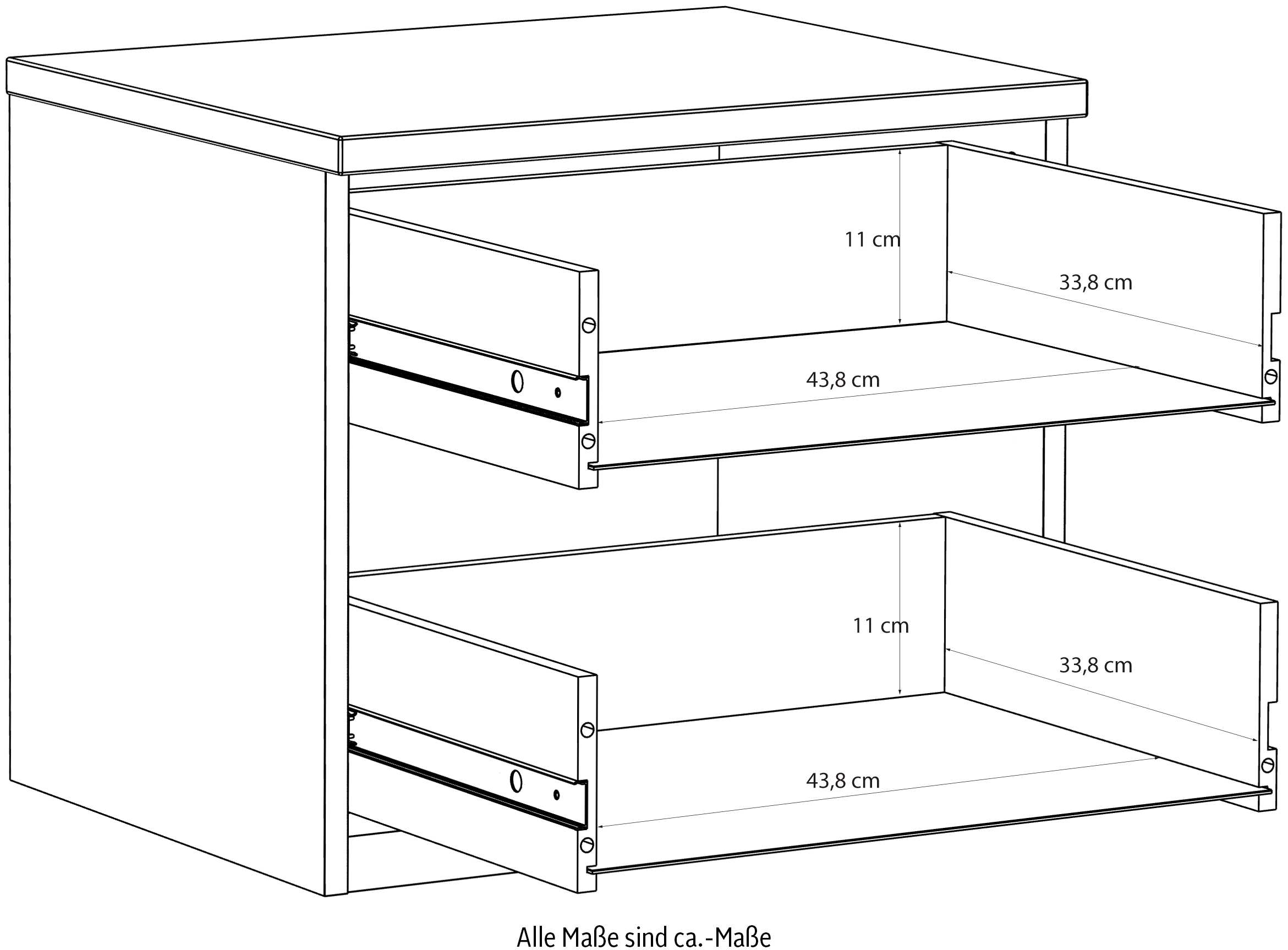 FORTE Nachtkommode, B/H/T 50,4/44,3/41,5 cm Nako ohne Griffe