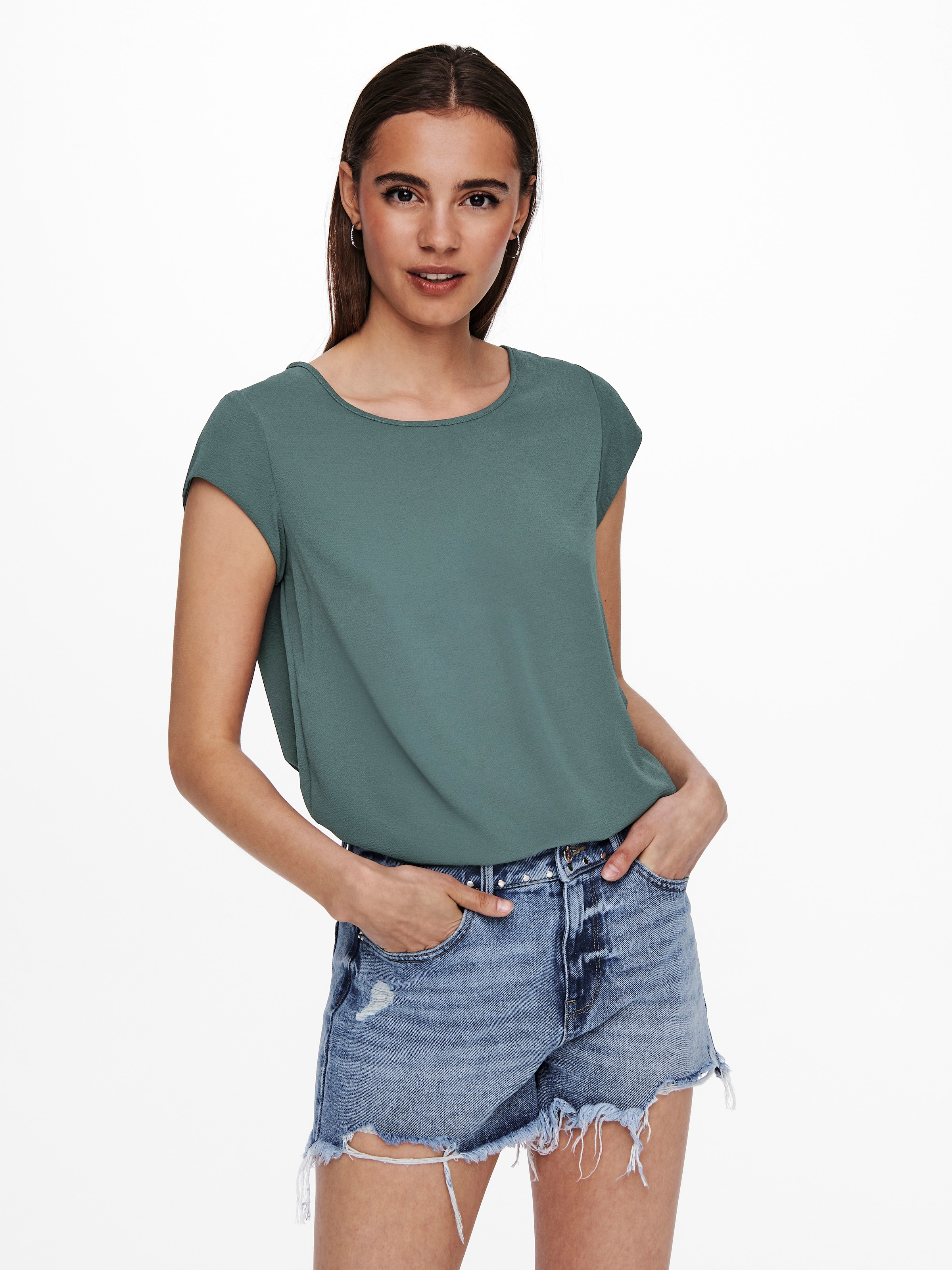 ONLY Kurzarmbluse "ONLVIC – feminines Blusenshirt in lockerer Form", regula günstig online kaufen