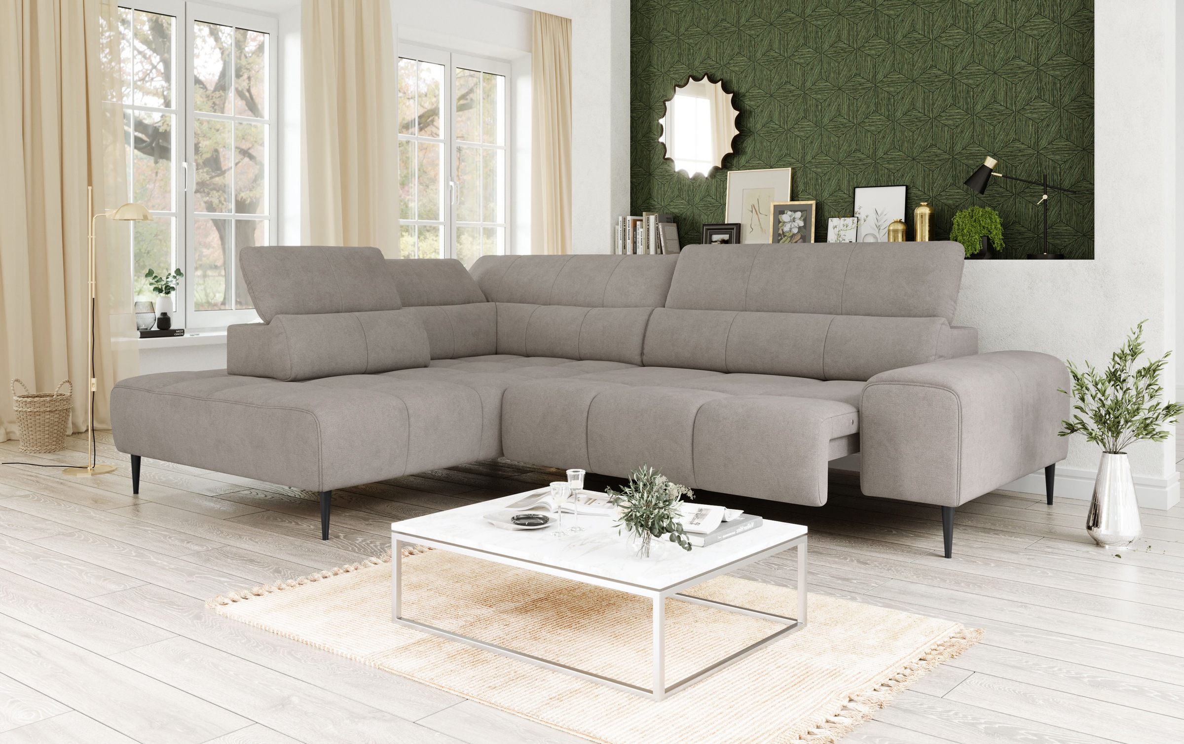 COTTA Ecksofa "Theo L-Form, B: 298 cm" mit Kopfteilverstellung, optional Si günstig online kaufen