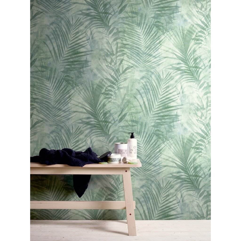 A.S. Création Vliestapete »Neue Bude 2.0 Tropical Concret mit Palmenblättern«, floral