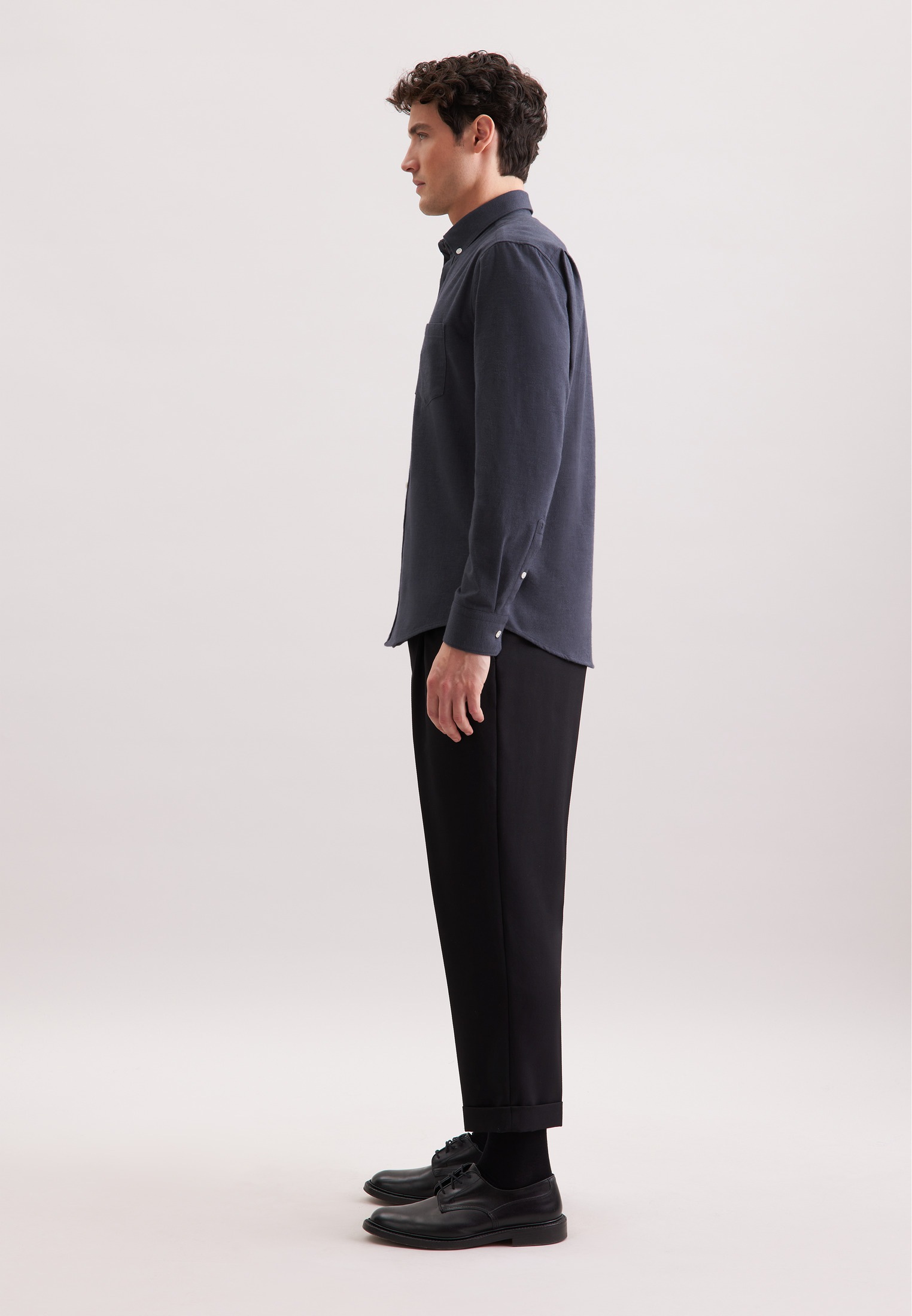 seidensticker Flanellhemd, Regular 1/1 Button-Down-Kragen Uni