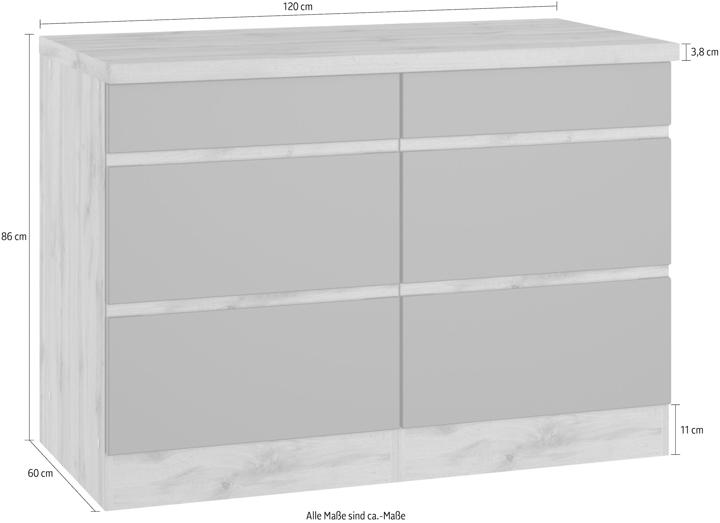 KOCHSTATION Unterschrank »KS-Riesa«, Breite 120 cm, MDF-Fronten