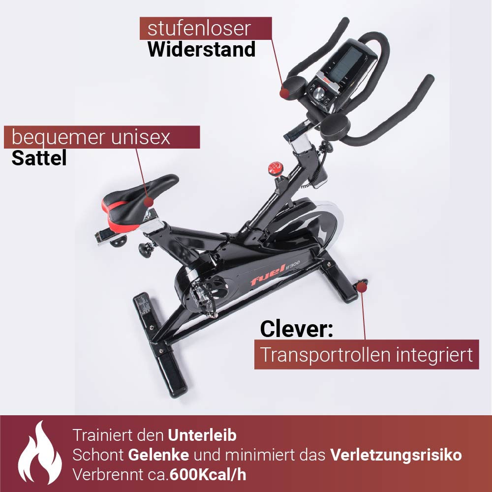 Fuel Fitness Heimtrainer »Indoor Cycle IF300«, Bluetooth, App-Anbindung (Spirit App), höhenverstellbar