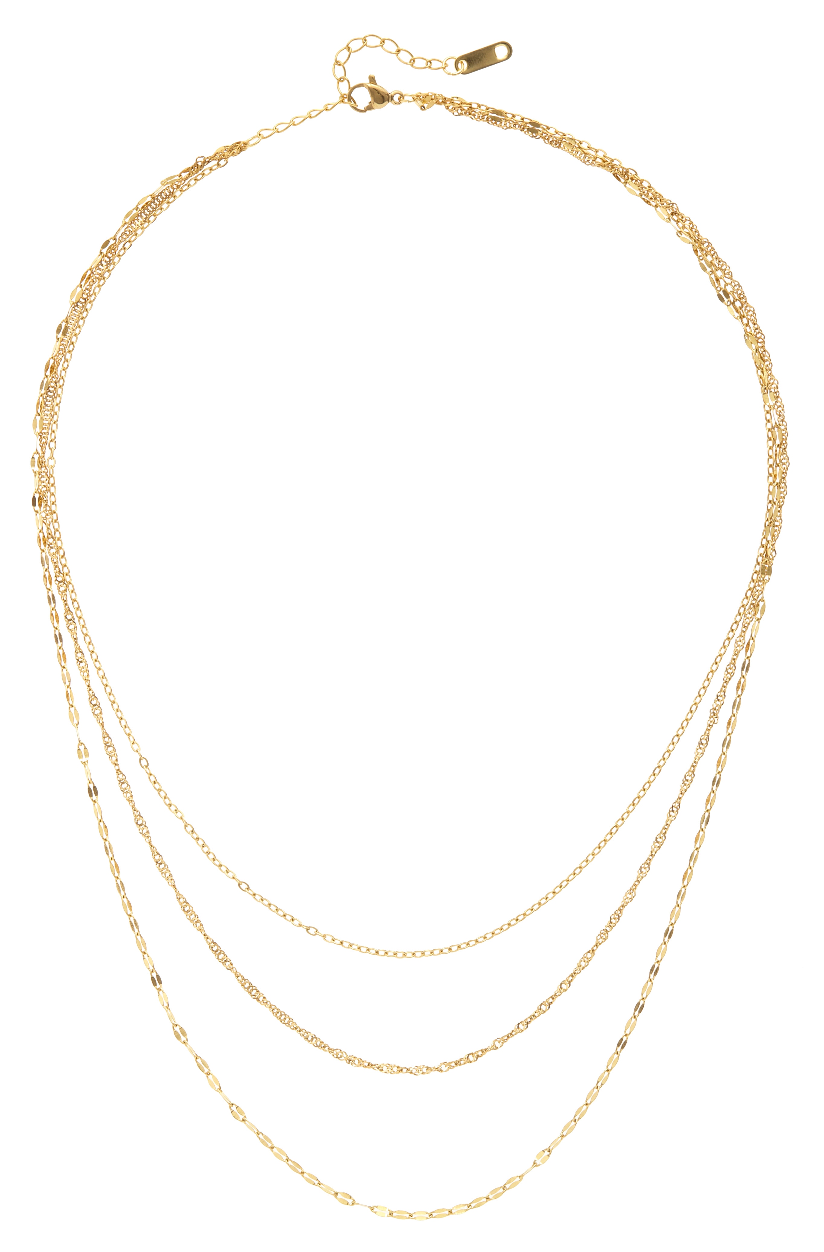 LASCANA Collier "3- reihige Halskette" Hochwertige und zarte Kette mit Goldbeschichtung