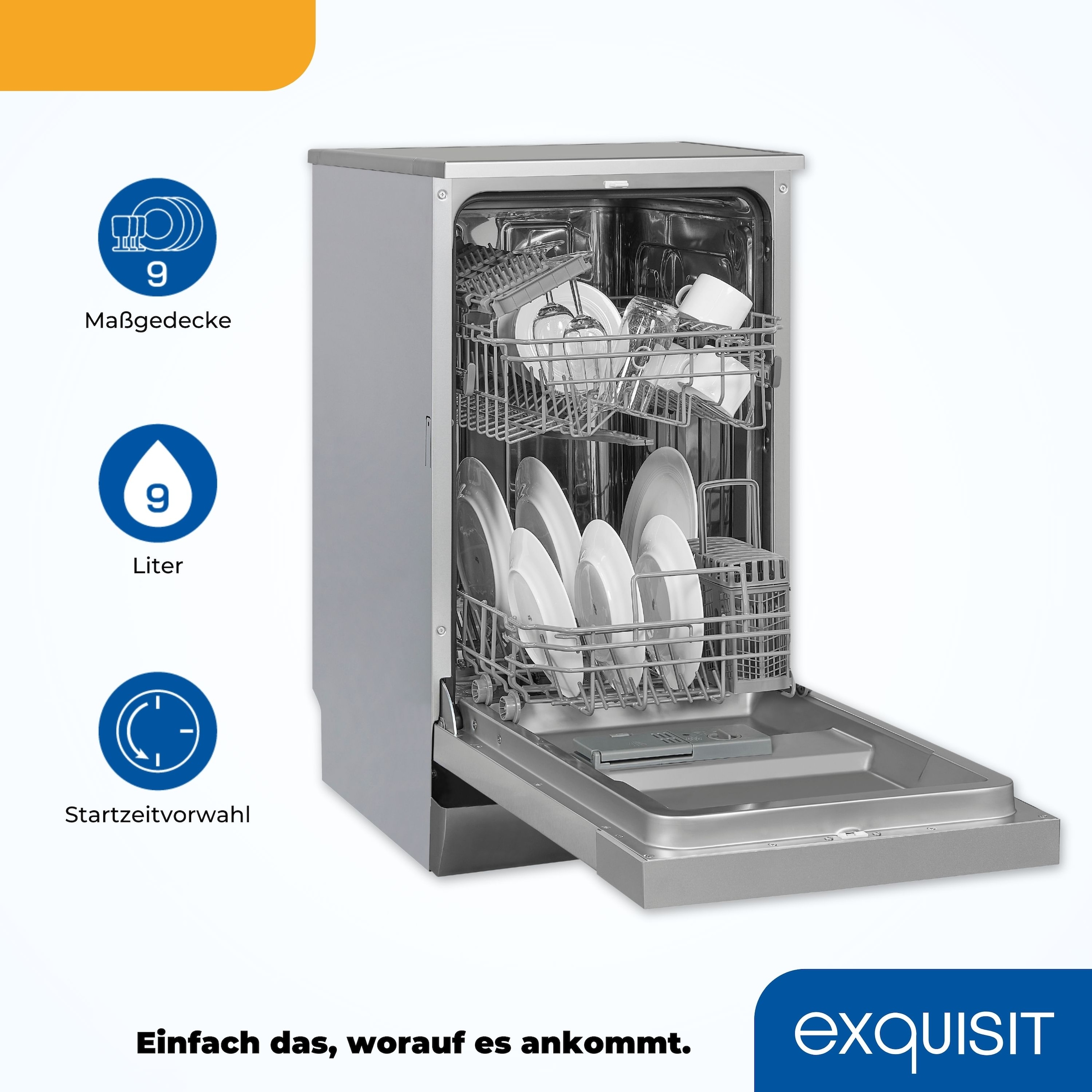 exquisit Standgeschirrspüler »GSP9109-030E«, 9 Maßgedecke