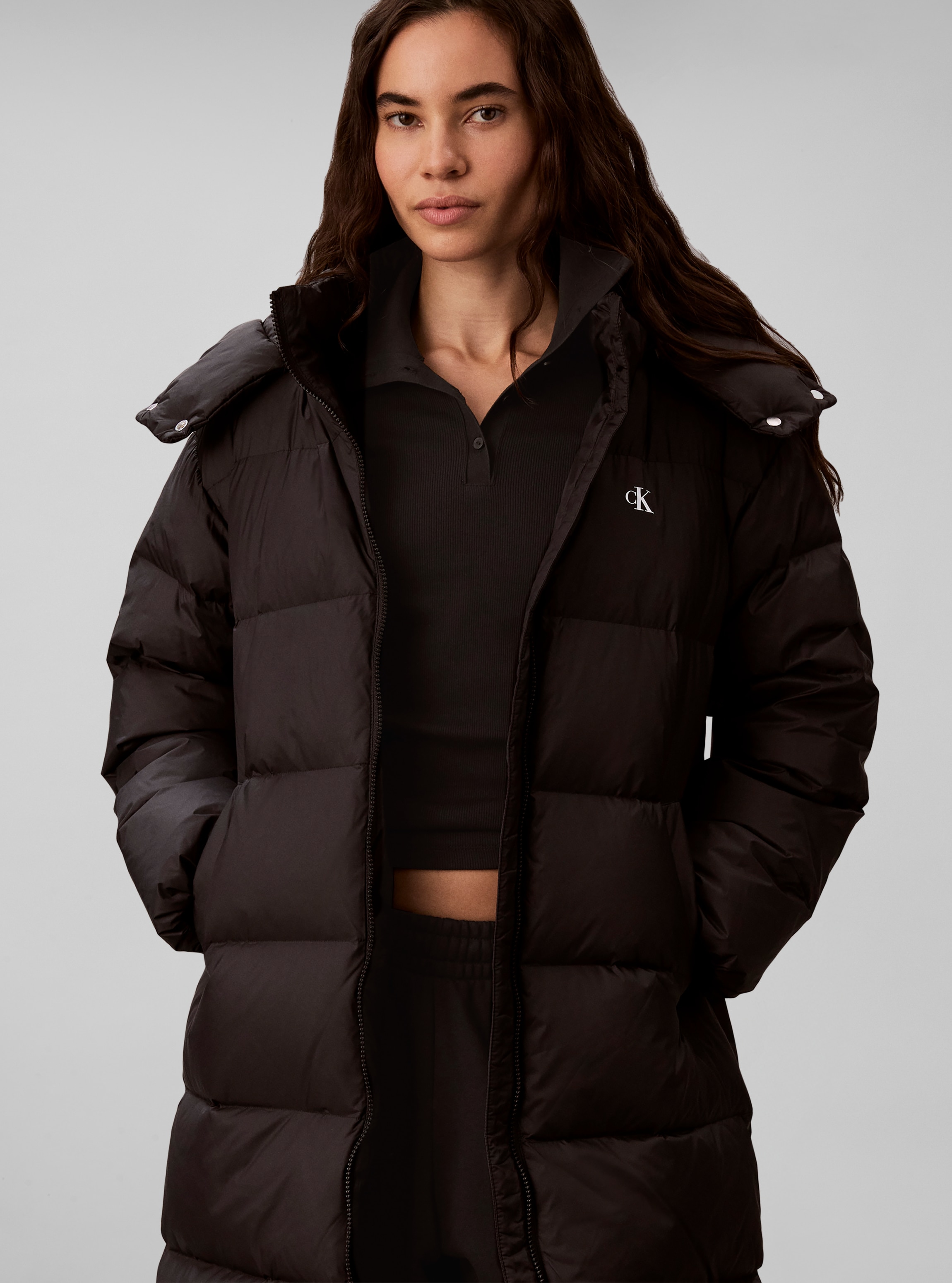 Calvin Klein Jeans Steppmantel "ESSENTIAL LONG DOWN PUFFER" Regular fit mit Kapuze