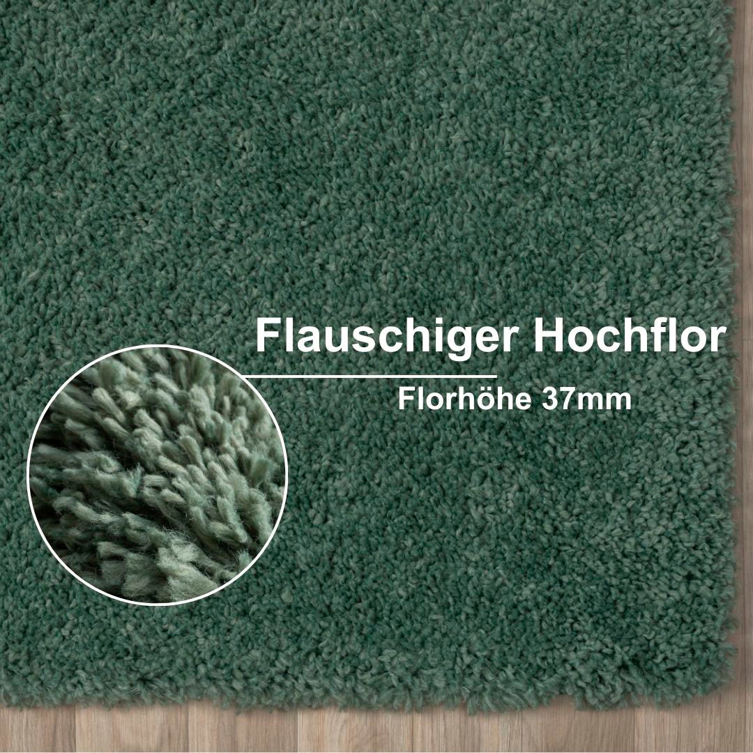 Myflair Möbel & Accessoires Hochflor-Bettumrandung »My Shaggy«, (3 tlg.), Shaggy, Uni-Farben, leicht glänzend, extra flauschig, Läufer-Set