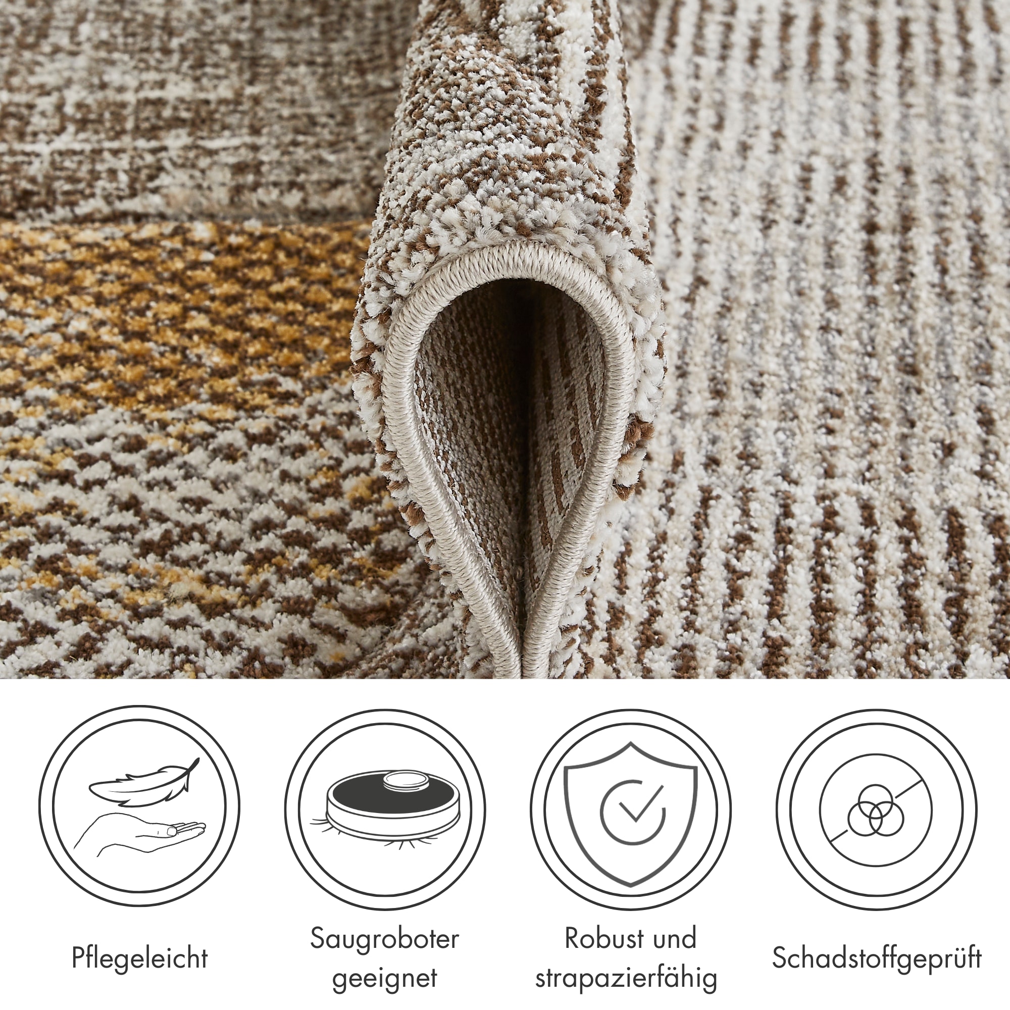 LUXOR living Teppich »Toronto«, rechteckig, 12 mm Höhe, Kurzflor, modernes Patchwork-Design, Hoch-Tief Struktur, Wohnzimmer