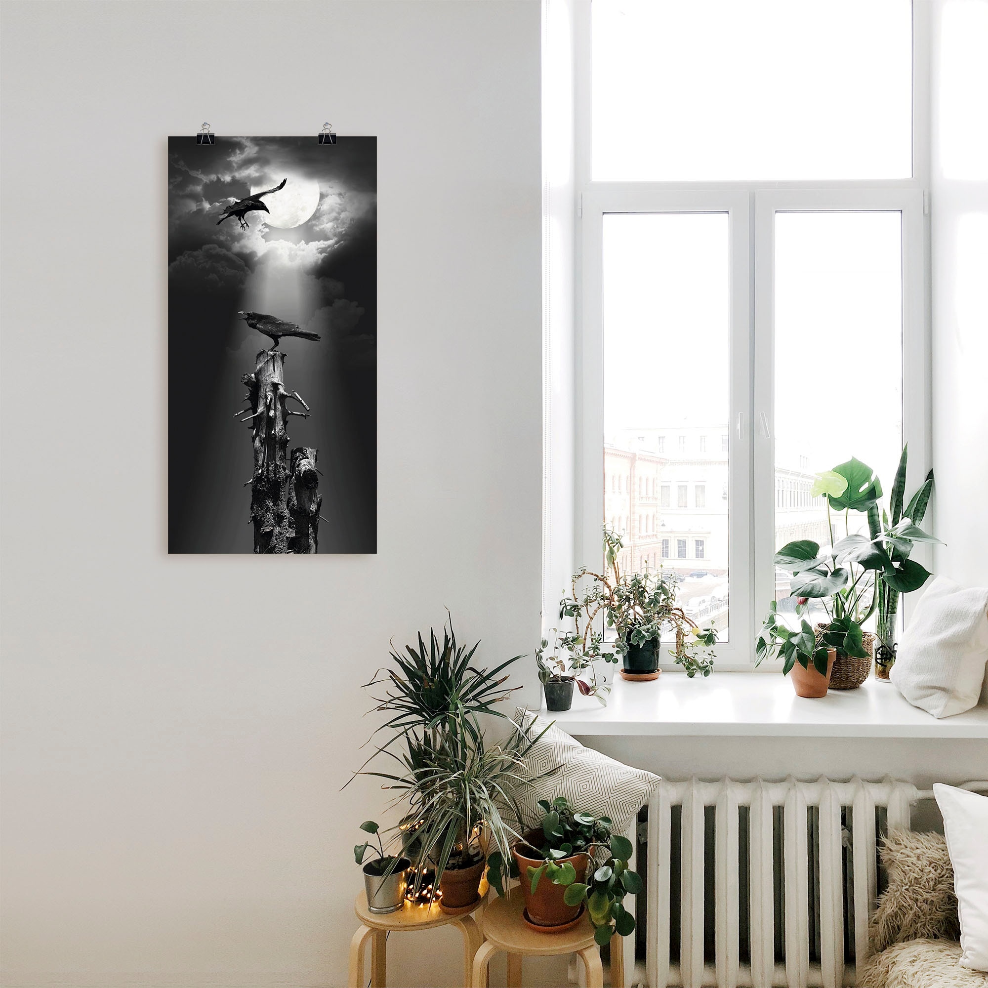 Artland Wandbild "Raben in der Nacht", Vögel, (1 St.), als Leinwandbild, Po günstig online kaufen